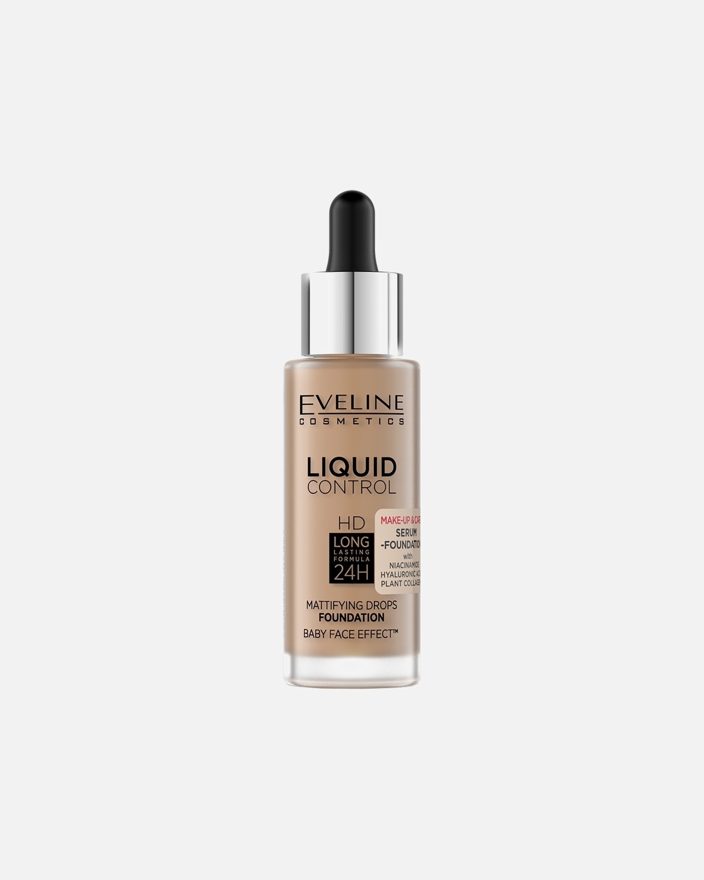 Podkład dla Unisex Eveline Cosmetics Liquid Control HD Matujący podkład do twarzy z niacynamidem, 060 Sunny Beige NR 60 - SUNNY BEIGE