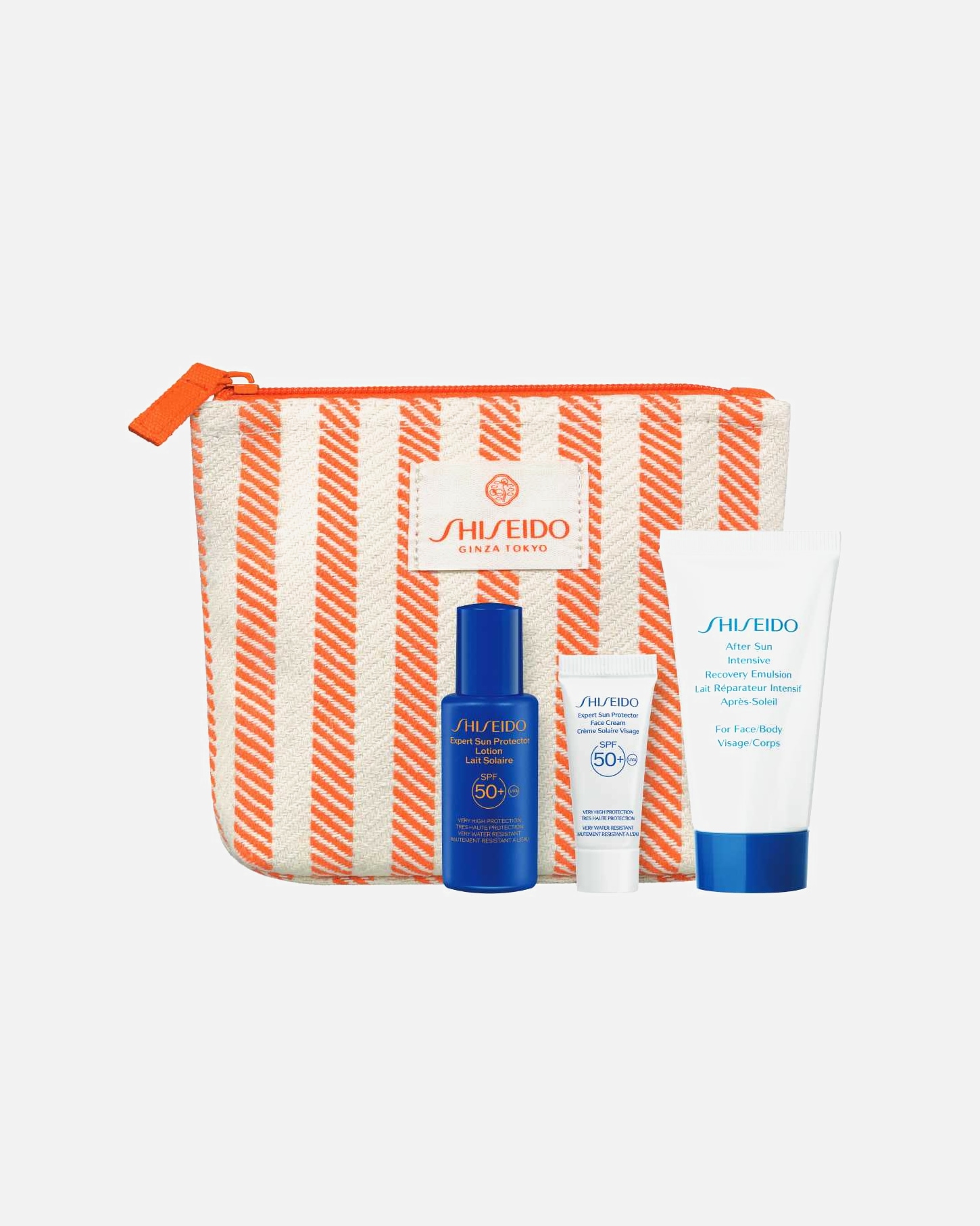 Kosmetyczka z miniaturami w prezencie przy zakupie 2 produktów marki Shiseido w tym jednego do pielęgnacji słonecznej.