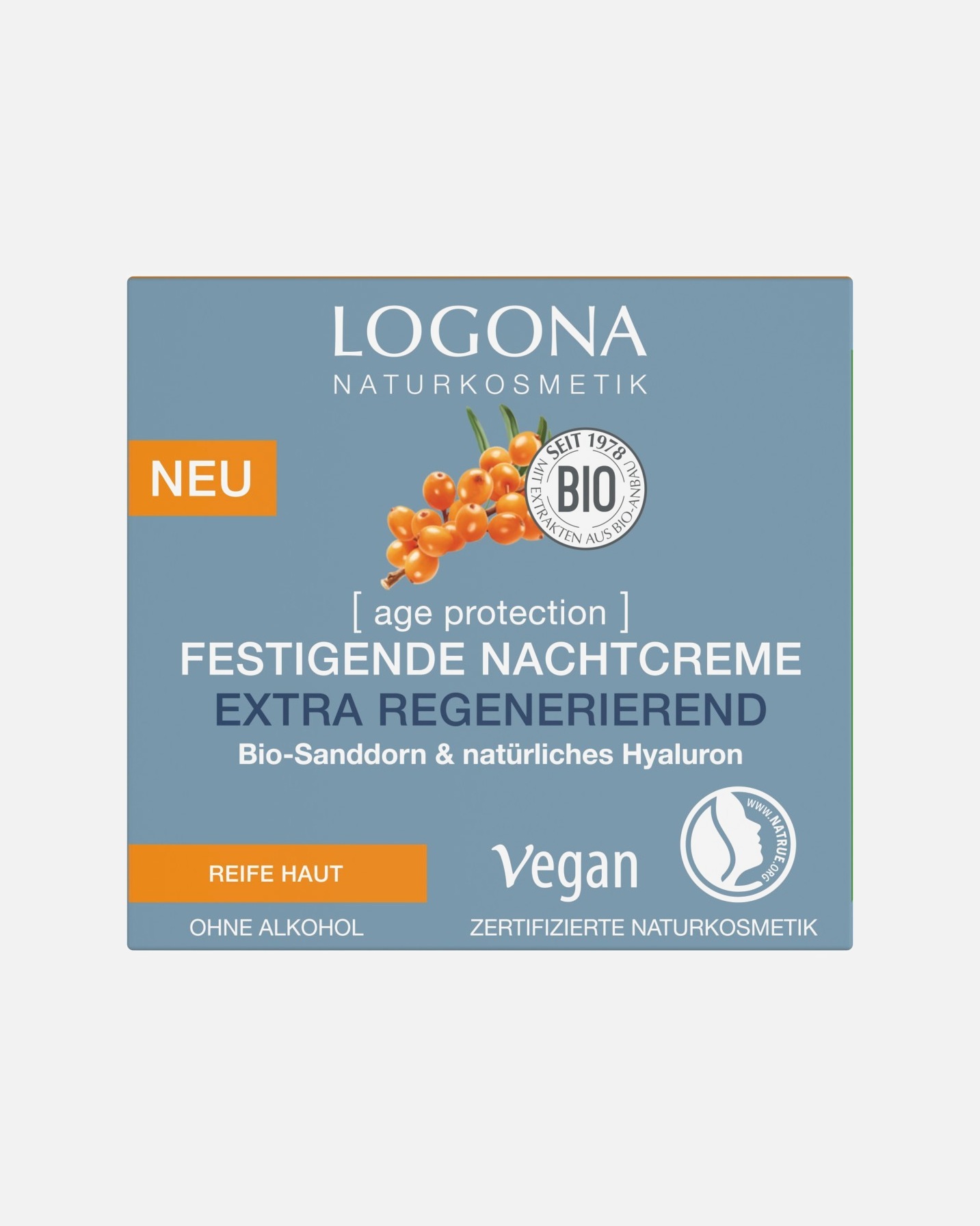 Krem na noc dla Unisex Logona Age Protection Ujędrniająco-regenerujący krem na noc z organicznym rokitnikiem i kwasem hialuronowym 50 ml
