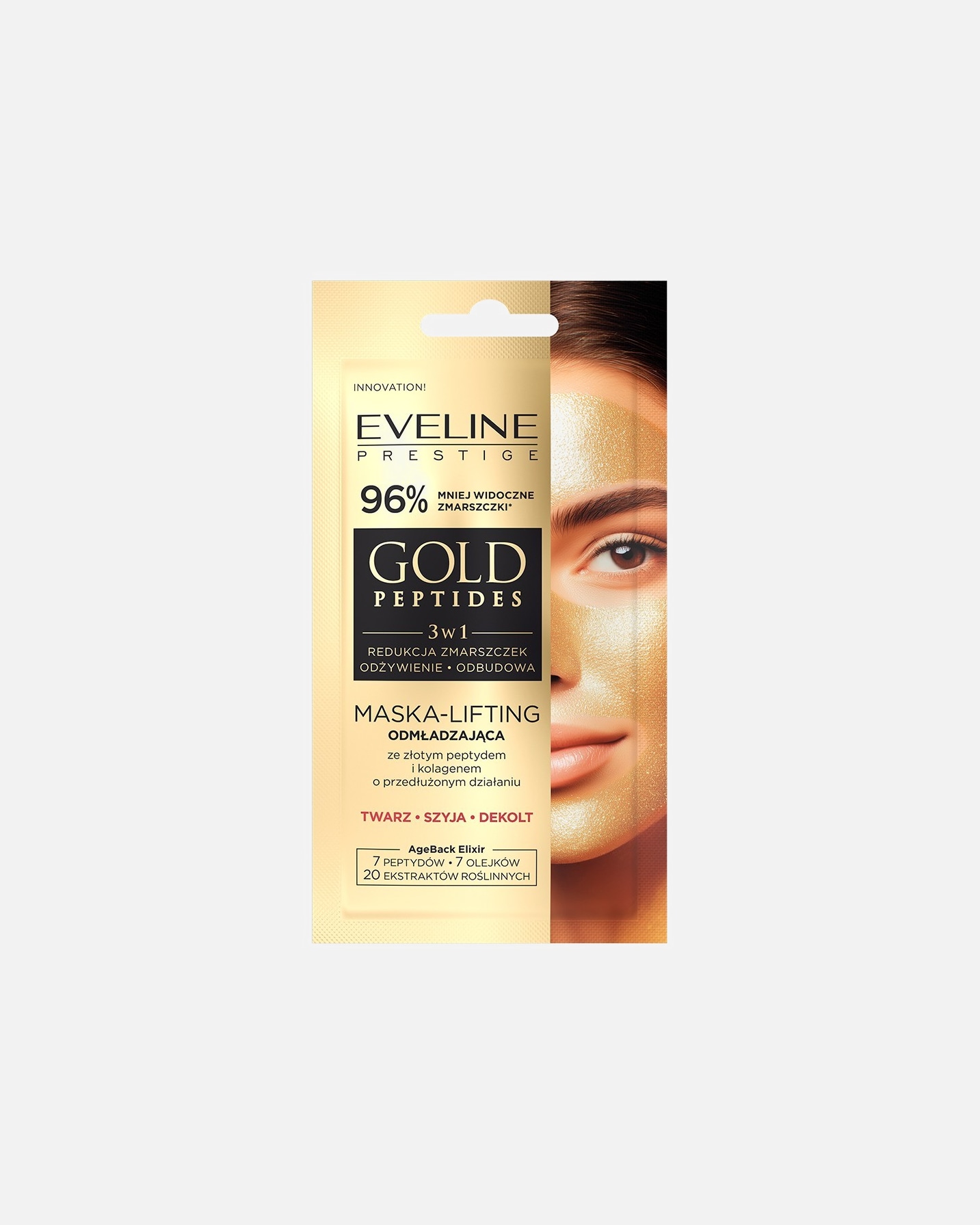 Maska anti-aging dla Unisex Eveline Cosmetics Gold Peptides Maska-lifting odmładzająca 8 ml
