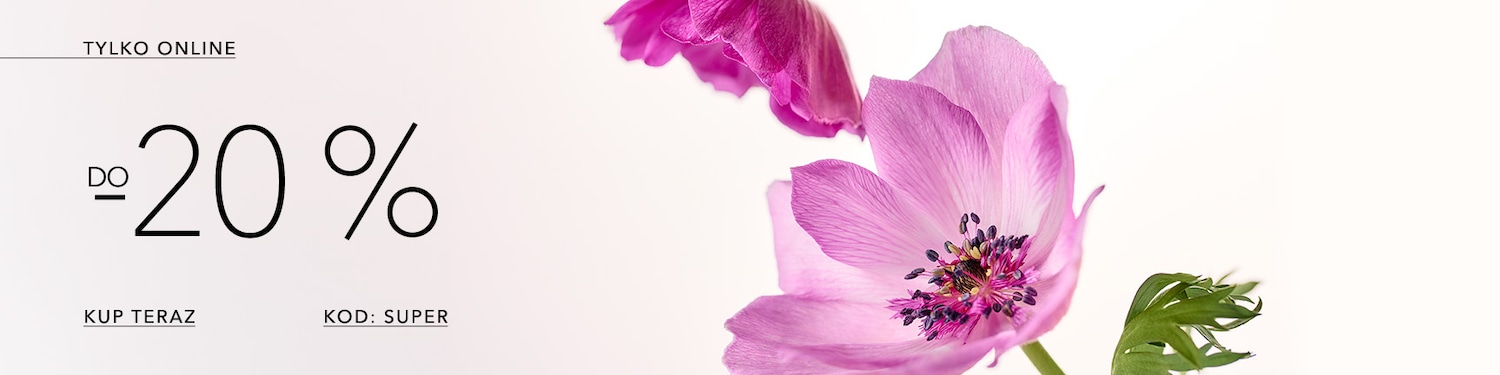 Baner promujący ofertę dla zalogowanych. Do -20% przy zakupach od 99 zł z kodem SUPER. Tylko online i w aplikacji. Kup teraz!