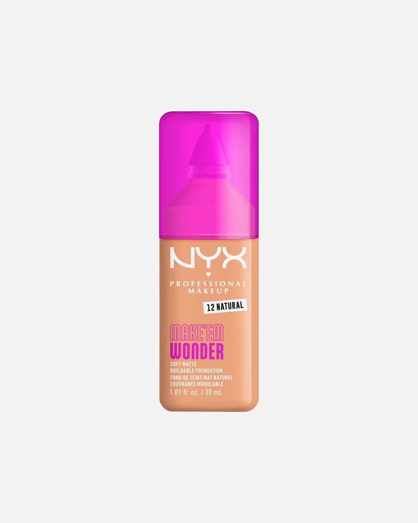 Podkład dla Kobieta NYX Professional Makeup Make 'EM Wonder, Podkład do twarzy z długotrwałym kryciem 12 - NATURAL