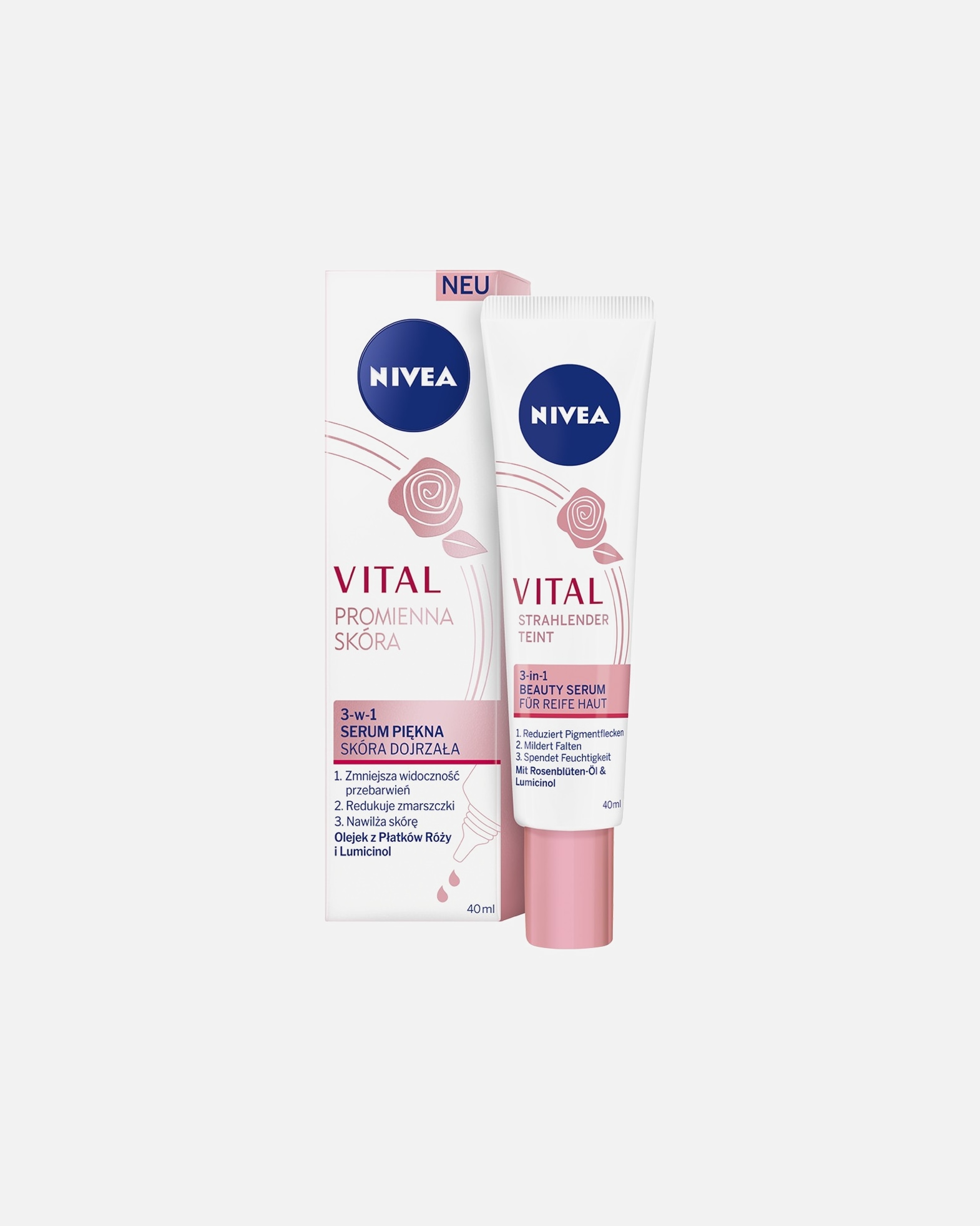 Serum anti-aging dla Kobieta NIVEA VITAL PROMIENNA SKÓRA 3-w-1 Serum Piękna 40 ml