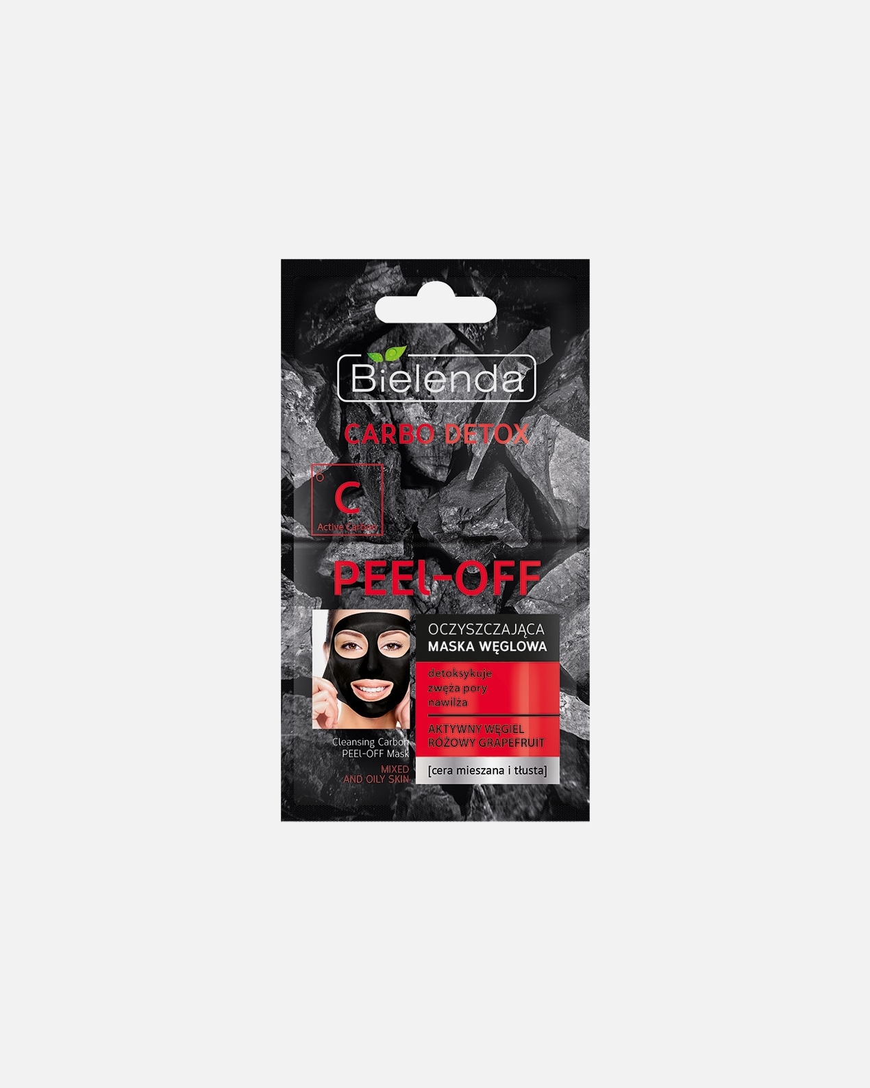 Maska z węglem aktywnym dla Unisex Bielenda CARBO DETOX Maska węglowa peel-off do cery mieszanej i tłustej 12 g