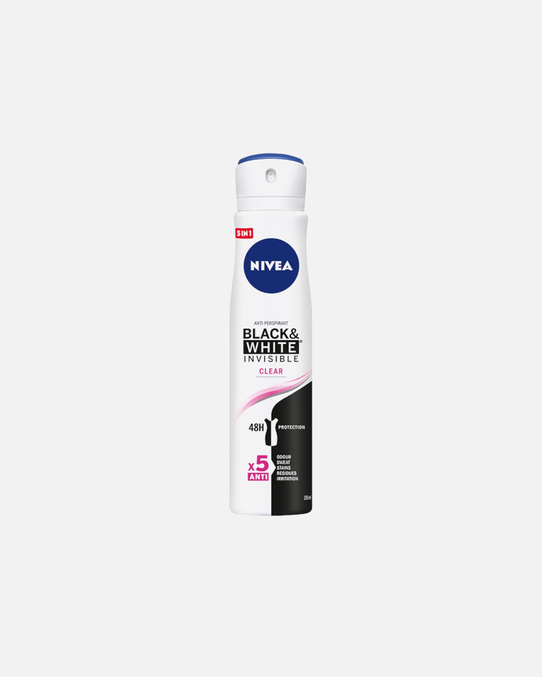 Antyprespirant dla Unisex NIVEA Black & White Clear Antyperspirant damski w spray'u 250 ml