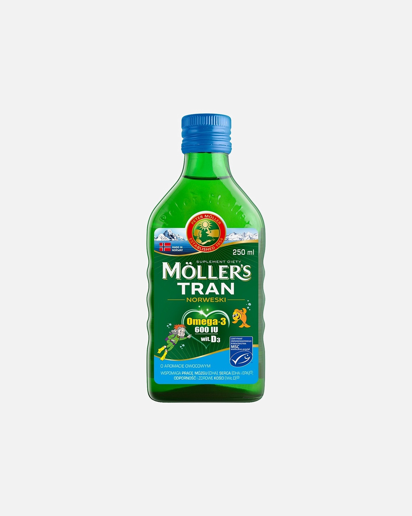 Suplement diety dla Unisex MOLLER'S MOLLER'S Tran Norweski Owocowy 250 ml 250 ml