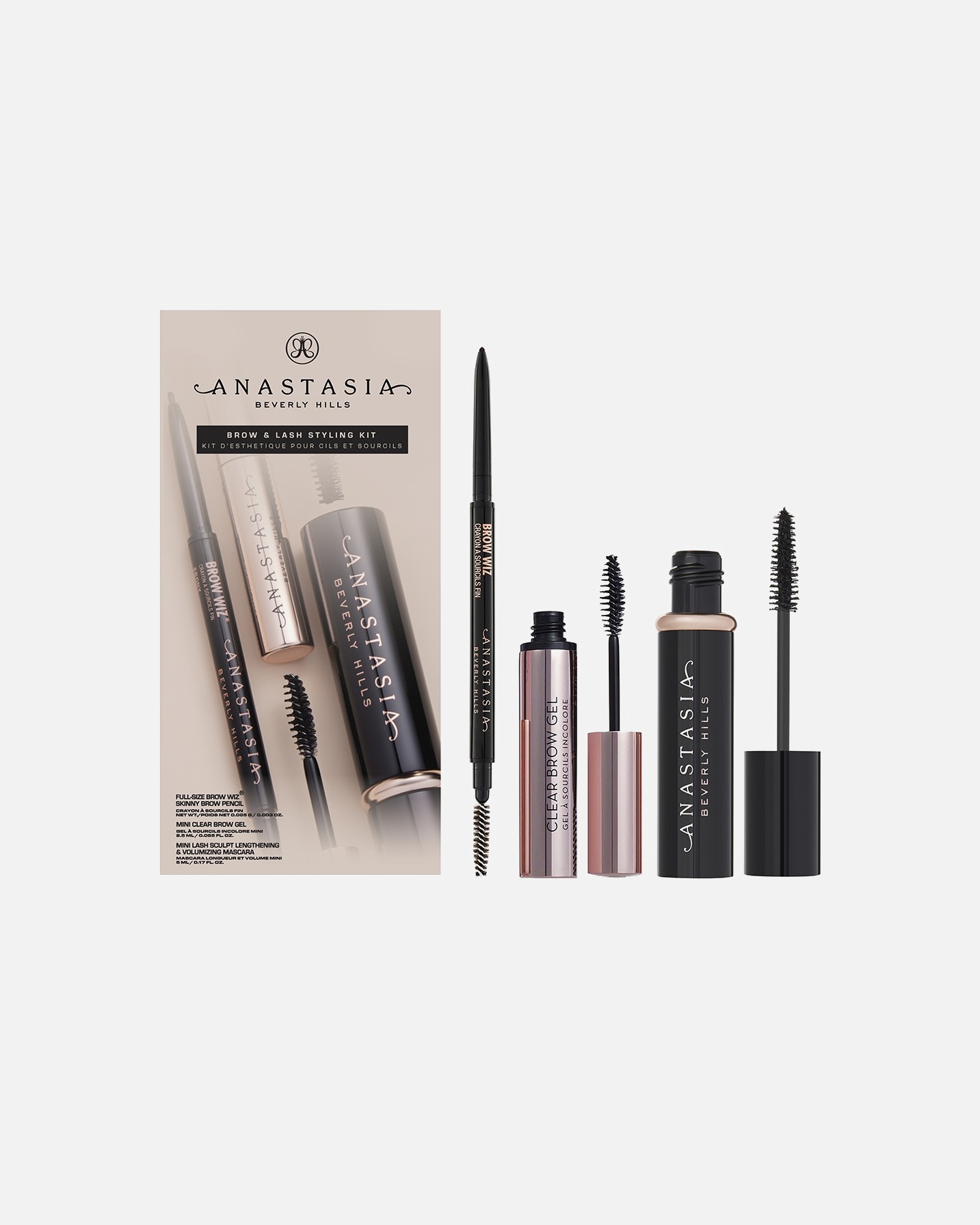 Zestaw do makijażu brwi dla Unisex Anastasia Beverly Hills Brow & Lash Styling Kit Zestaw do stylizacji brwi i rzęs MEDIUM BROWN