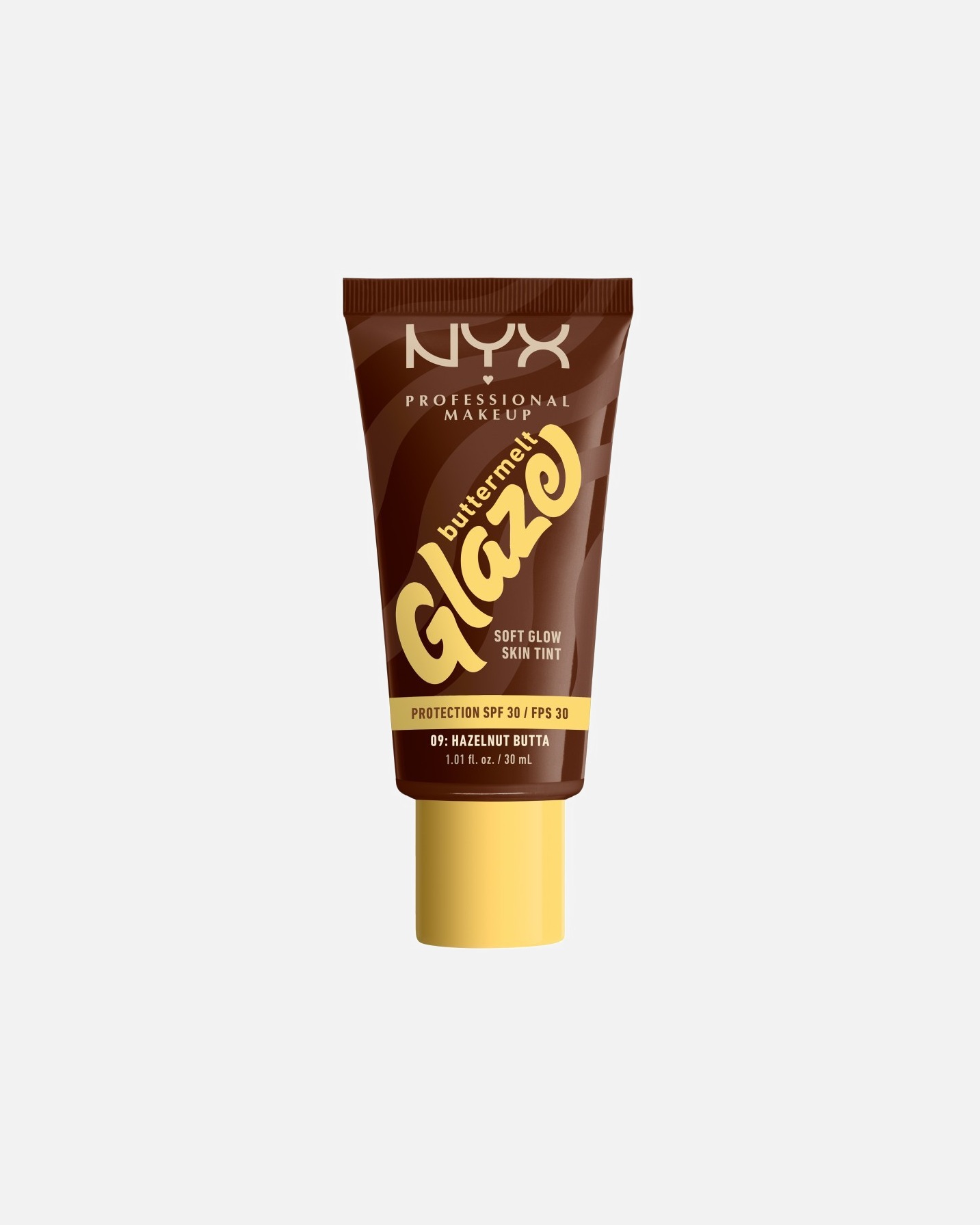 Podkład dla Unisex NYX Professional Makeup Buttermelt Glaze, Tint do twarzy z SPF 30 09W - HAZELNUT BUTTA