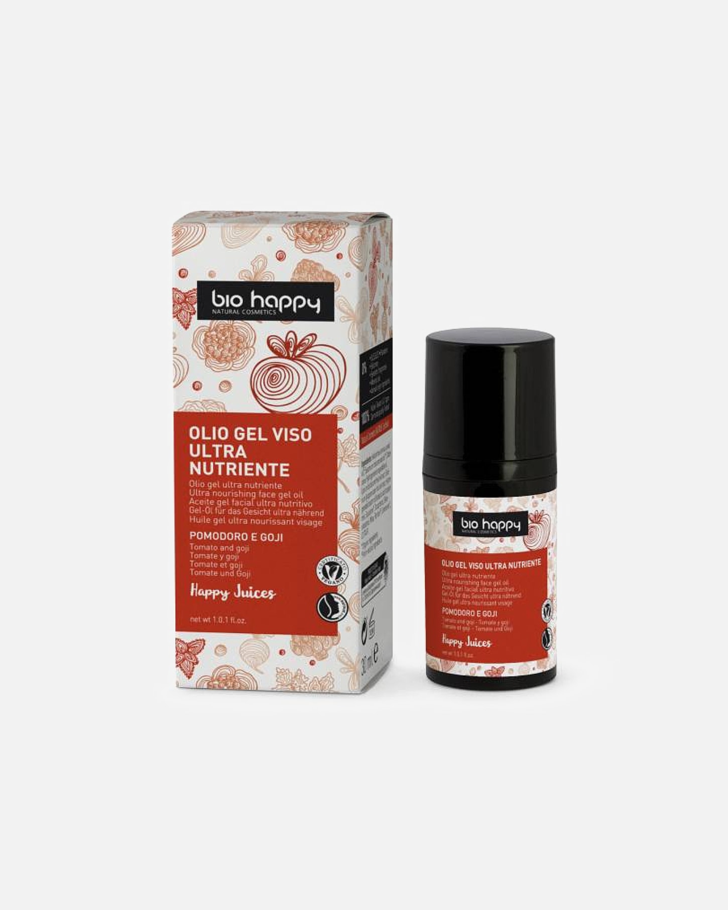 Olejek do twarzy dla Unisex Bio Happy Ultraodżywczy olejek w żelu do twarzy Pomidor & Jagody Goji 30 ml