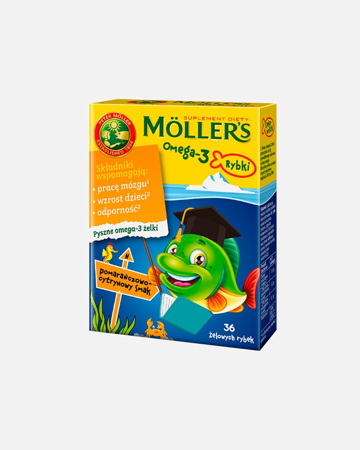 Suplement diety dla Unisex MOLLER'S MOLLER'S Omega-3 Rybki pom.-cytrynowe 36 szt.