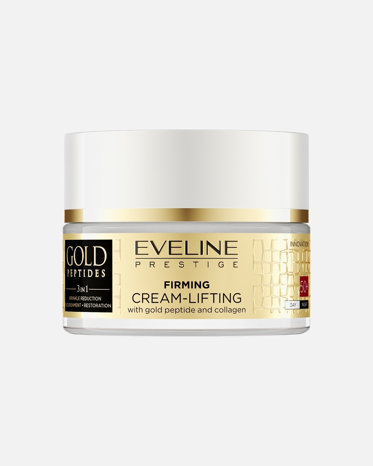 Krem do twarzy dla Unisex Eveline Cosmetics Gold Peptides Ujędrniający krem-lifting 50+ 50 ml