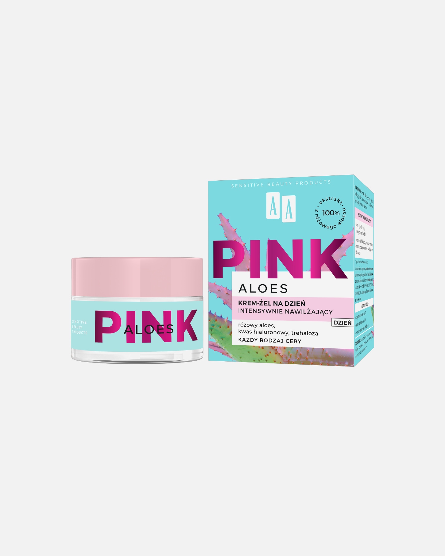 Krem na dzień dla Unisex AA COSMETICS Aloes Pink krem intensywnie nawilżający żelowy na dzień 50 ml