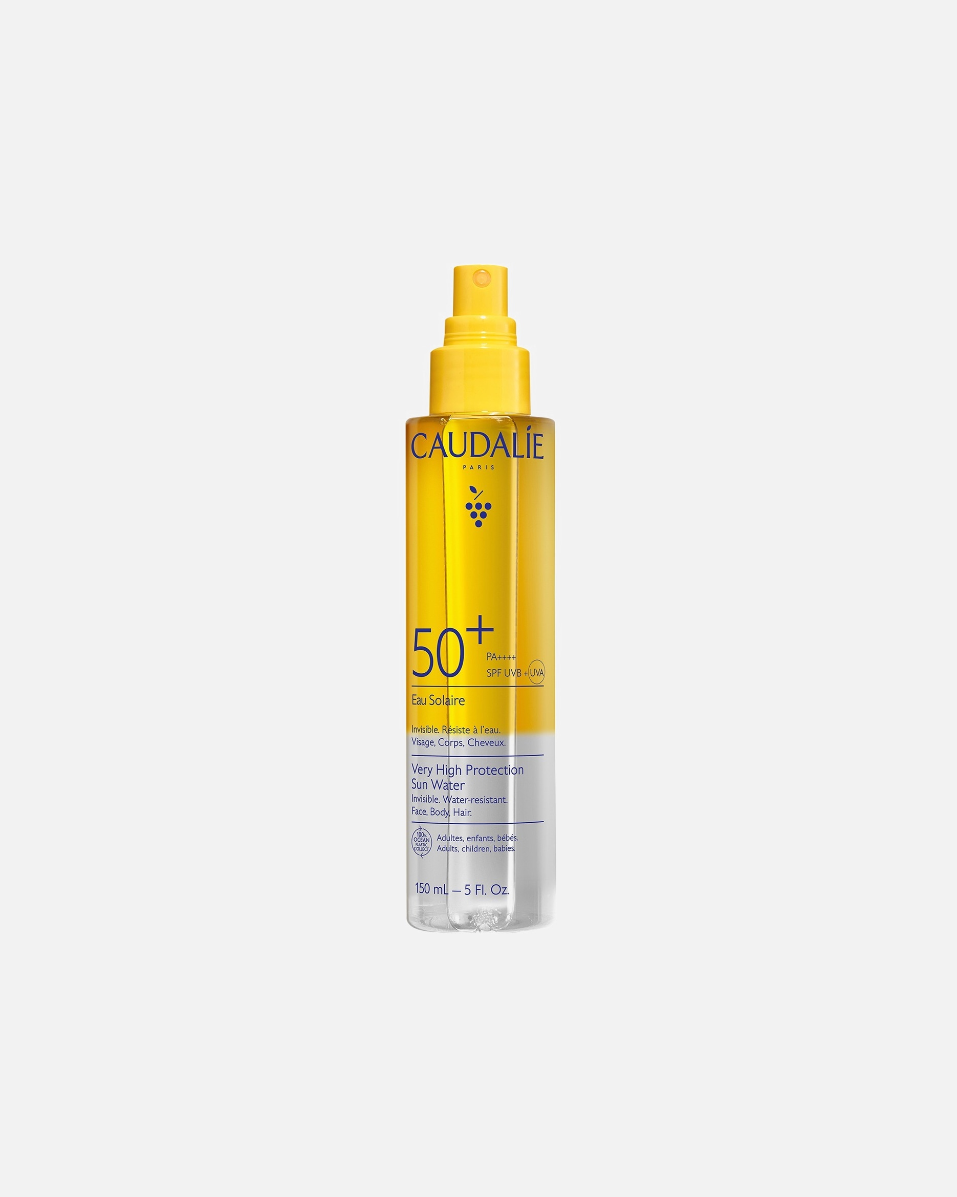 Spray do opalania dla Unisex Caudalie Woda Słoneczna o Bardzo Wysokiej Ochronie SPF50+ 150 ml