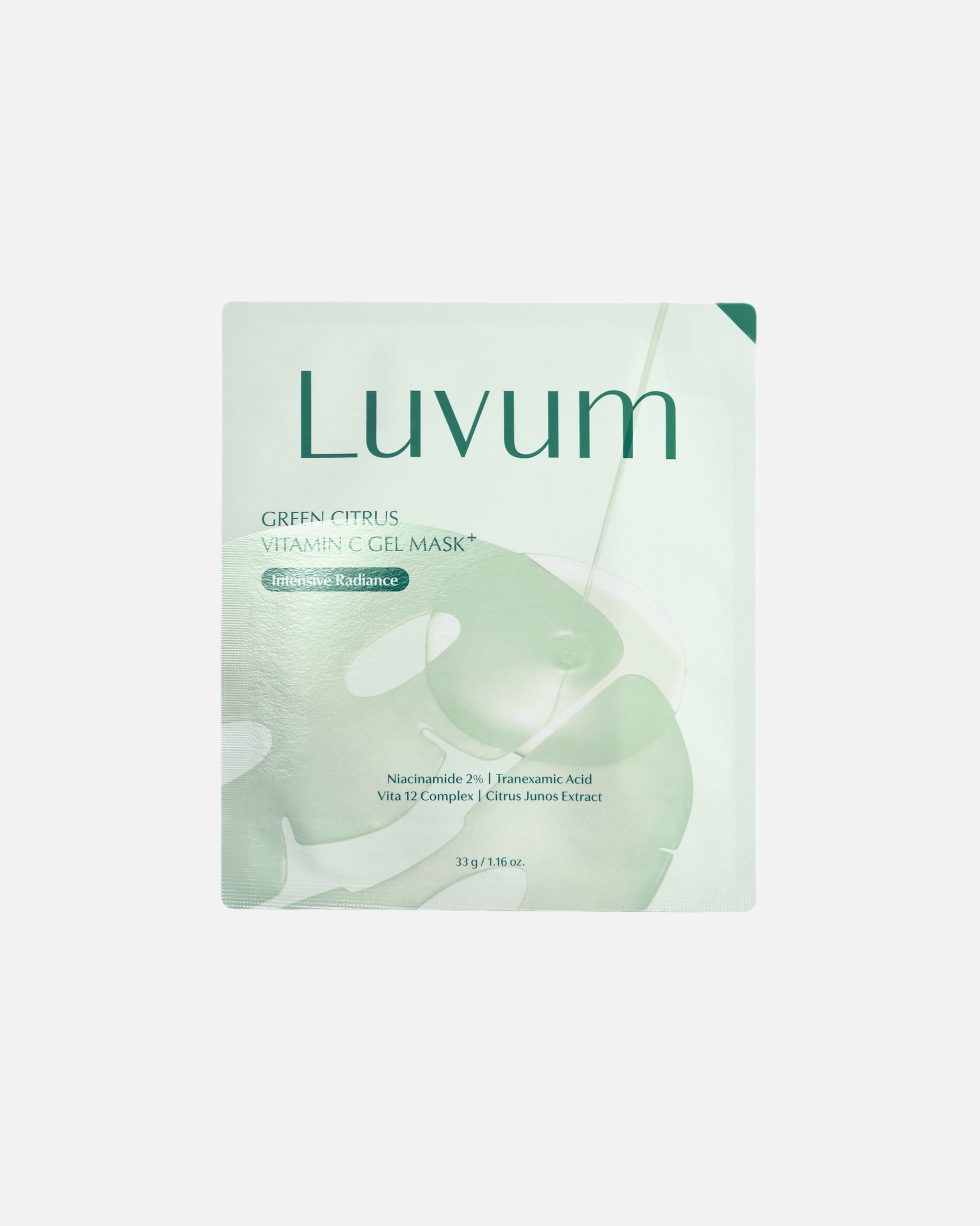 Maska rozświetlająca dla Unisex Luvum GREEN CITRUS VITAMIN C GEL MASK Hydrożelowa maseczka z witaminą C i kwasem traneksamowym 33 g