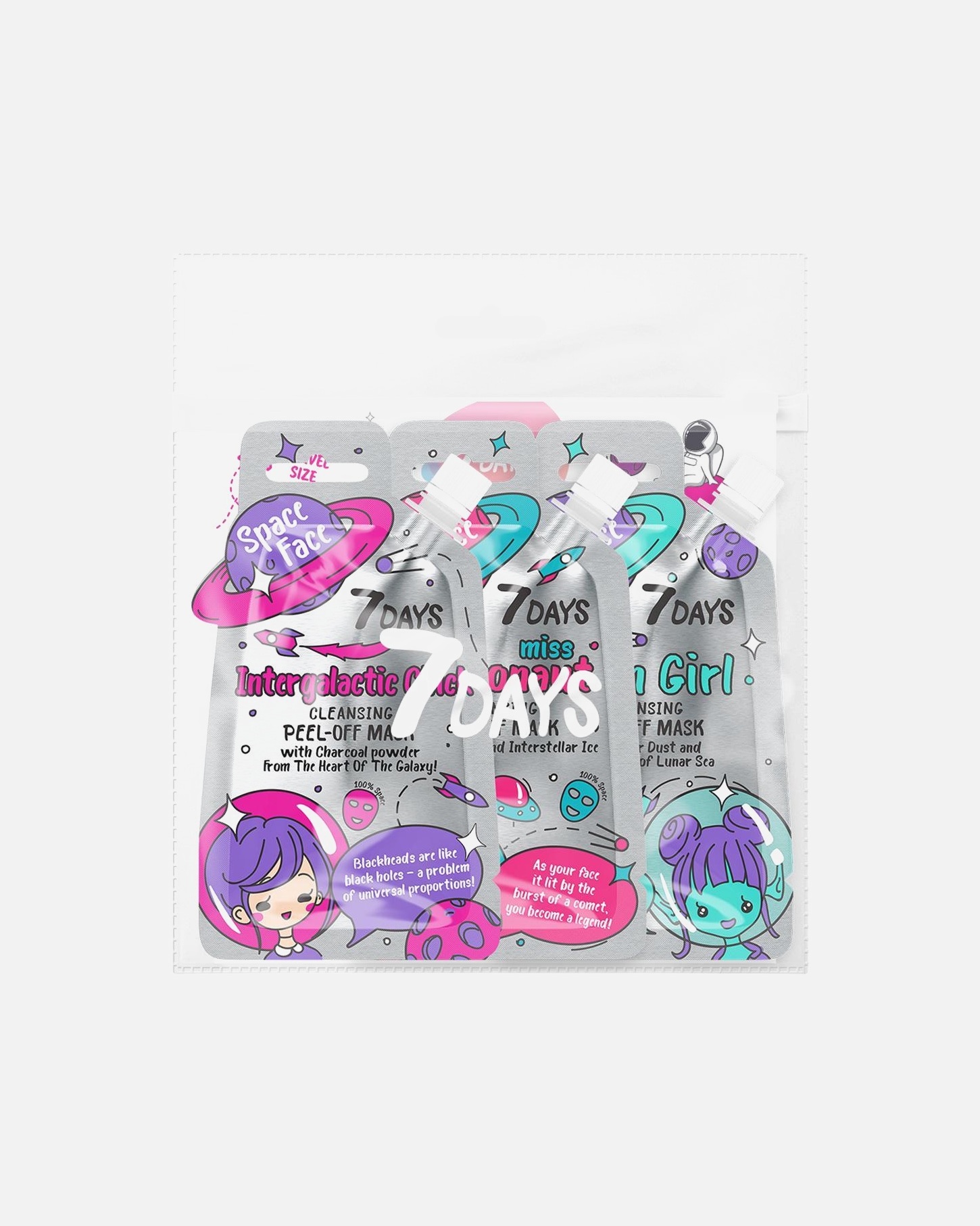 Zestaw do pielęgnacji twarzy dla Unisex 7days Beauty Bag Space Face Trio 1 szt.