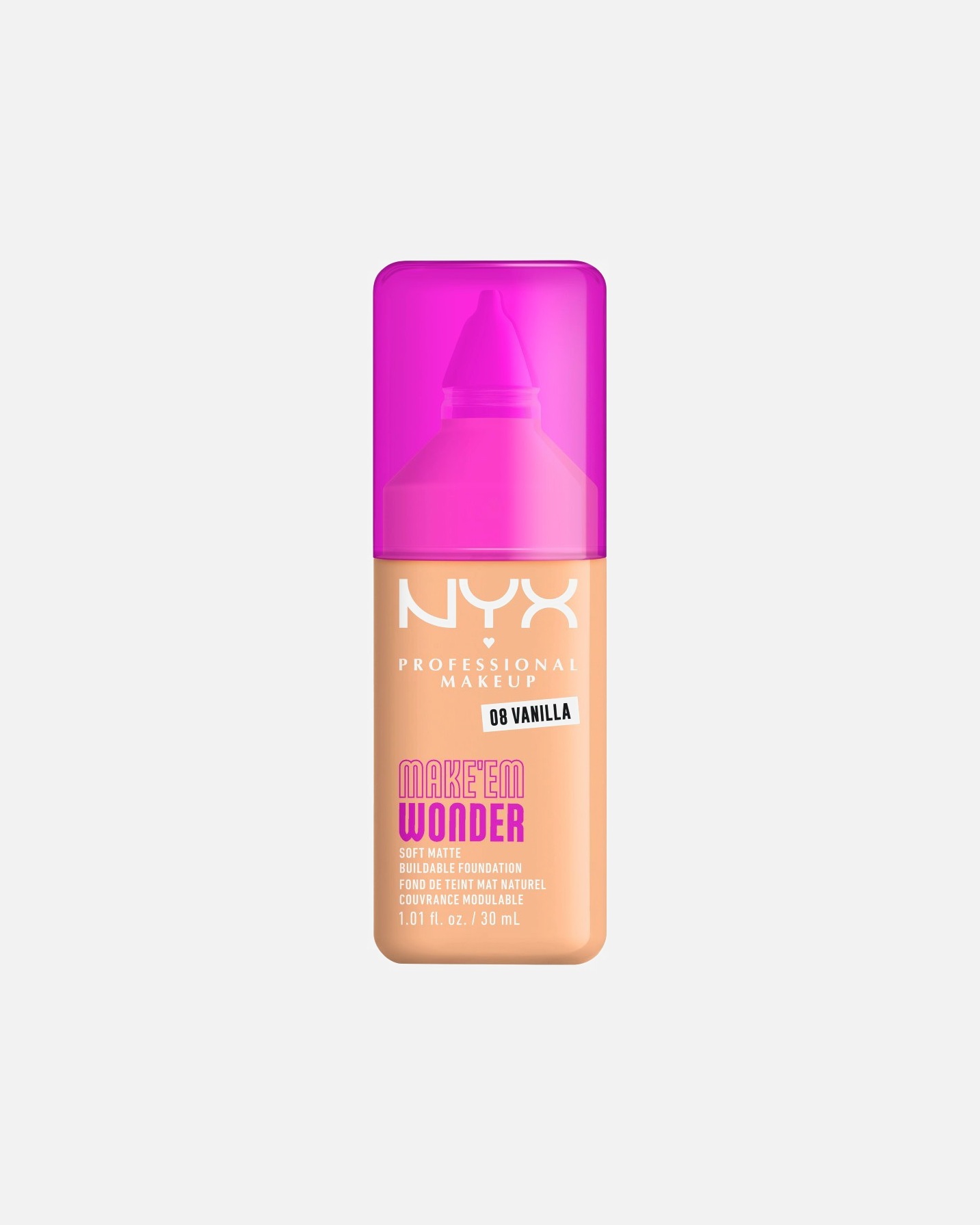 Podkład dla Kobieta NYX Professional Makeup Make 'EM Wonder, Podkład do twarzy z długotrwałym kryciem 8 - VANILLA