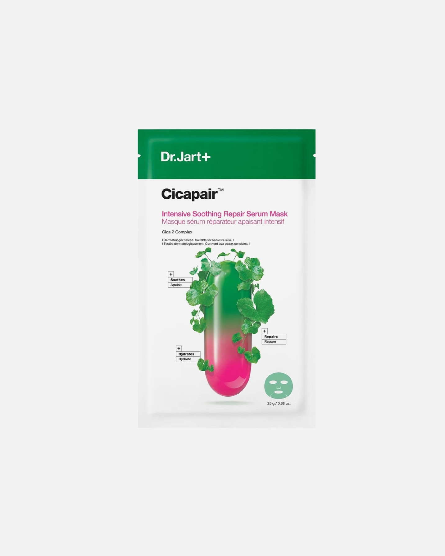 Maska w płachcie dla Unisex Dr. Jart+ Cicapair Intensive Soothing Repair Serum Mask 25 g