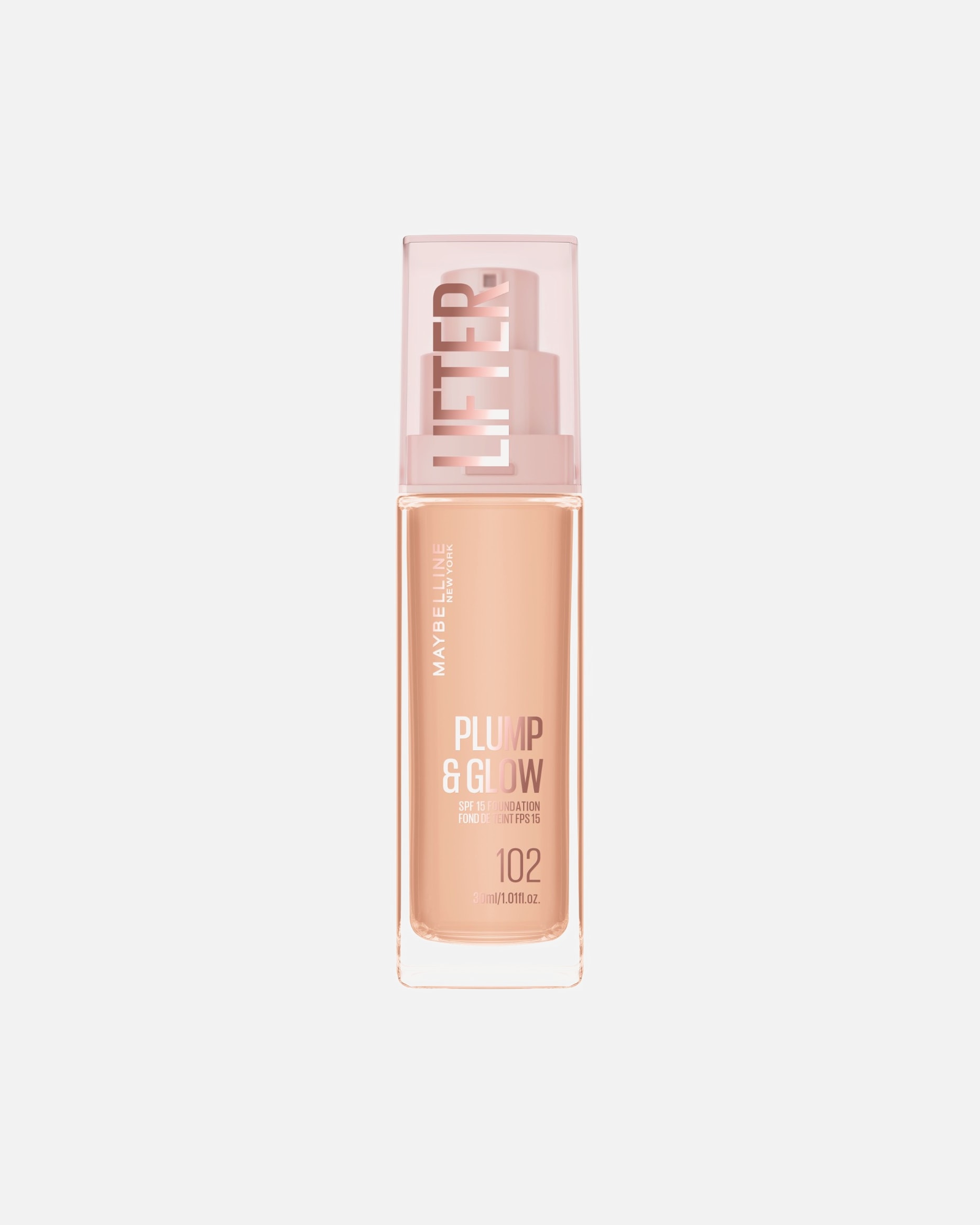 Podkład dla Unisex Maybelline Lifter Plump&Glow podkład rozświetlający 102