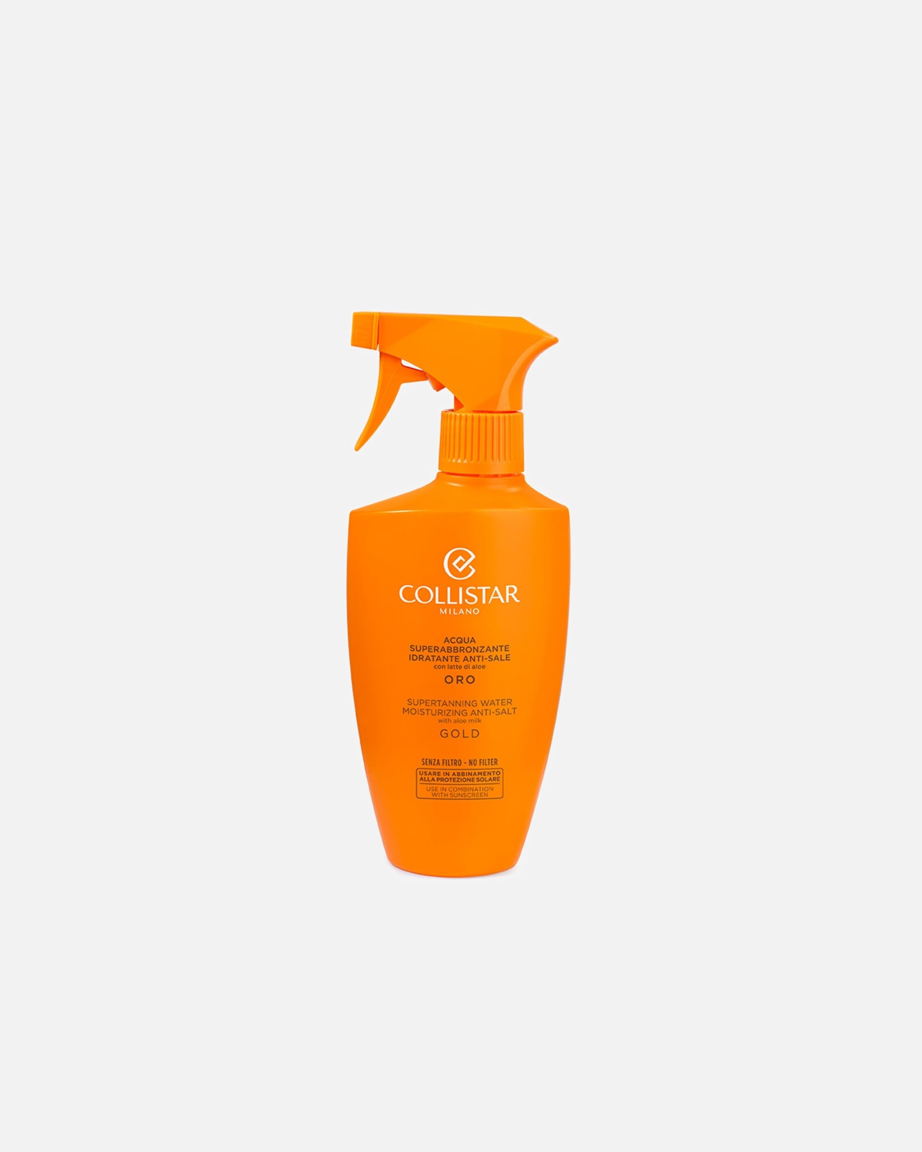 Spray do opalania dla Unisex Collistar Sun Care SUPEROPALAJĄCA NAWILŻAJĄCA WODA z mleczkiem aloesowym i złotymi drobinkami 400 ml