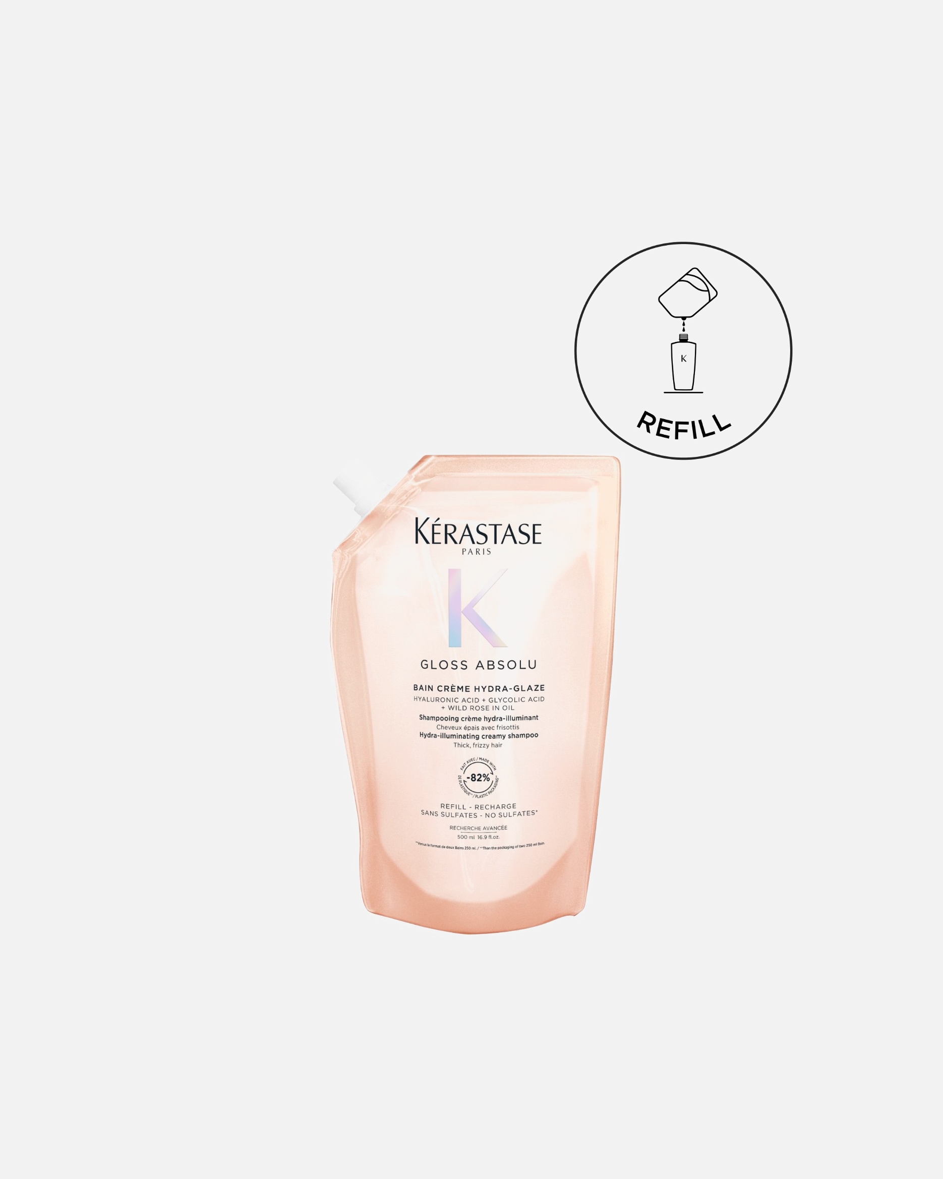 Kąpiel do włosów dla Unisex Kérastase Gloss Absolu Szampon Wzbogacony Hydra-Glaze 500 ml - Refill