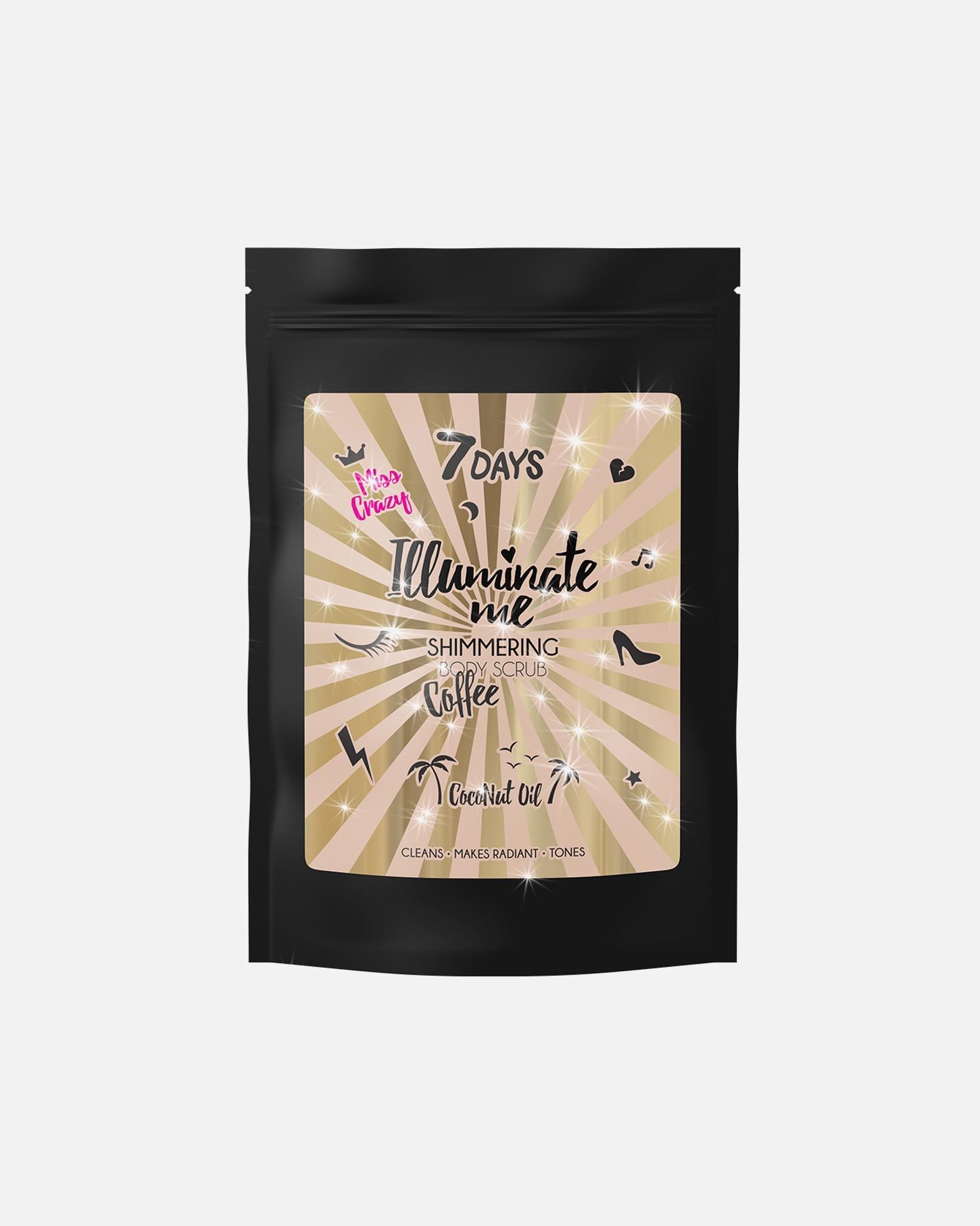Peeling do ciała dla Unisex 7days Illuminate Me Shimmering Coffee Body Scrub Miss Crazy 200 g