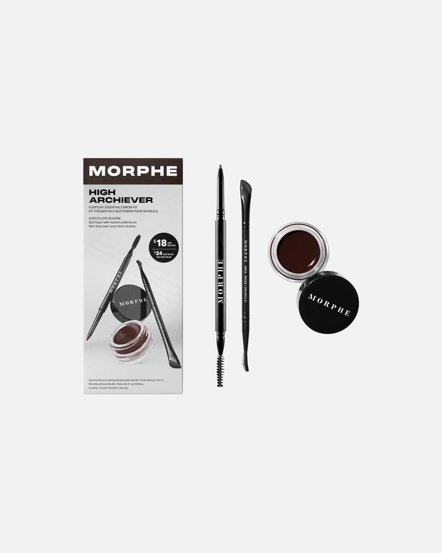 Zestaw do makijażu brwi dla Unisex Morphe HIGH ARCHIEVER EVERYDAY ESSENTIALS BROW KIT - CHOCOLATE MOUSSE CHOCOLATE MOUSSE