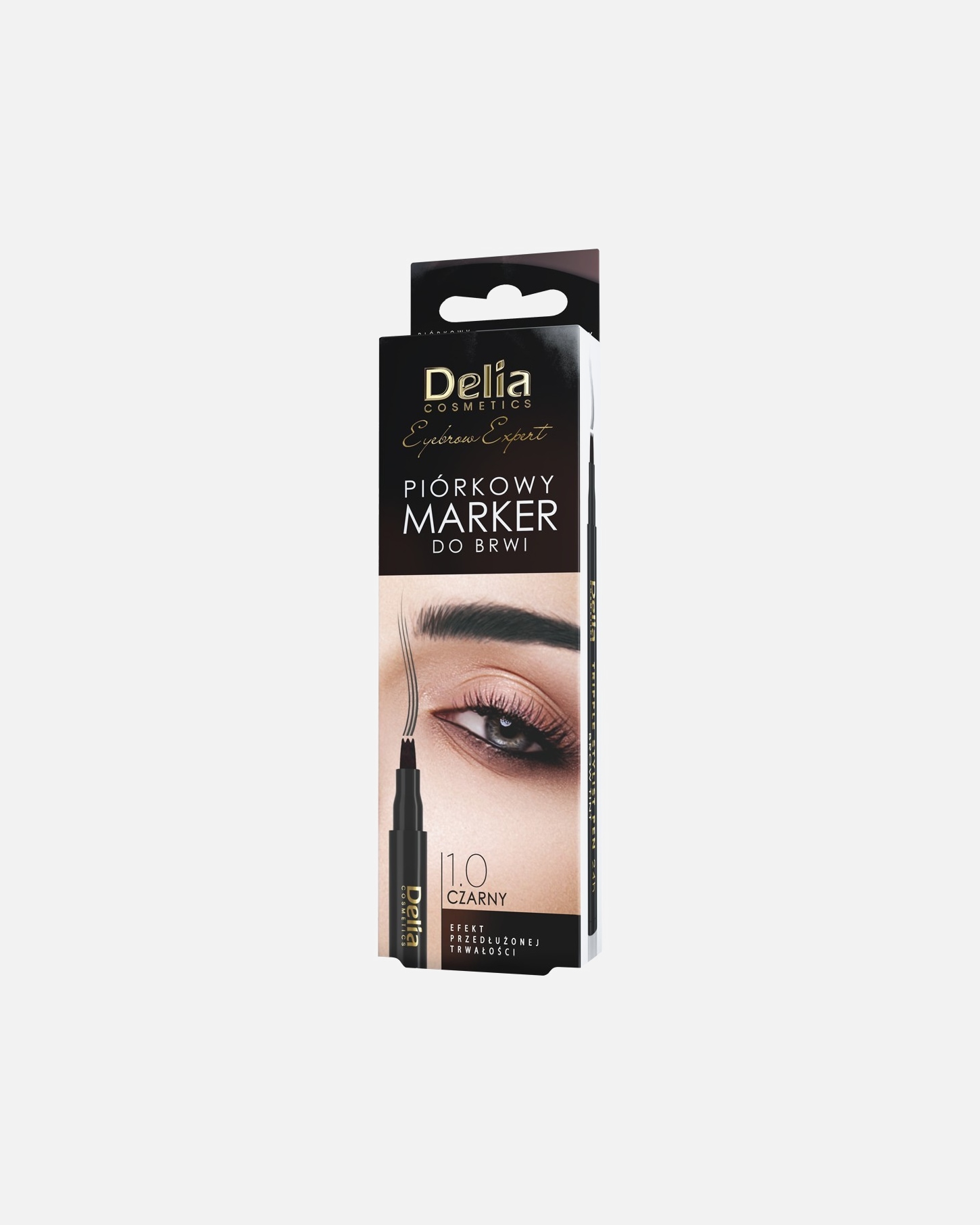 Kredka do brwi dla Unisex Delia Cosmetics EYEBROW EXPERT - Piórkowy marker do brwi, Triple PEN 24h Czarny