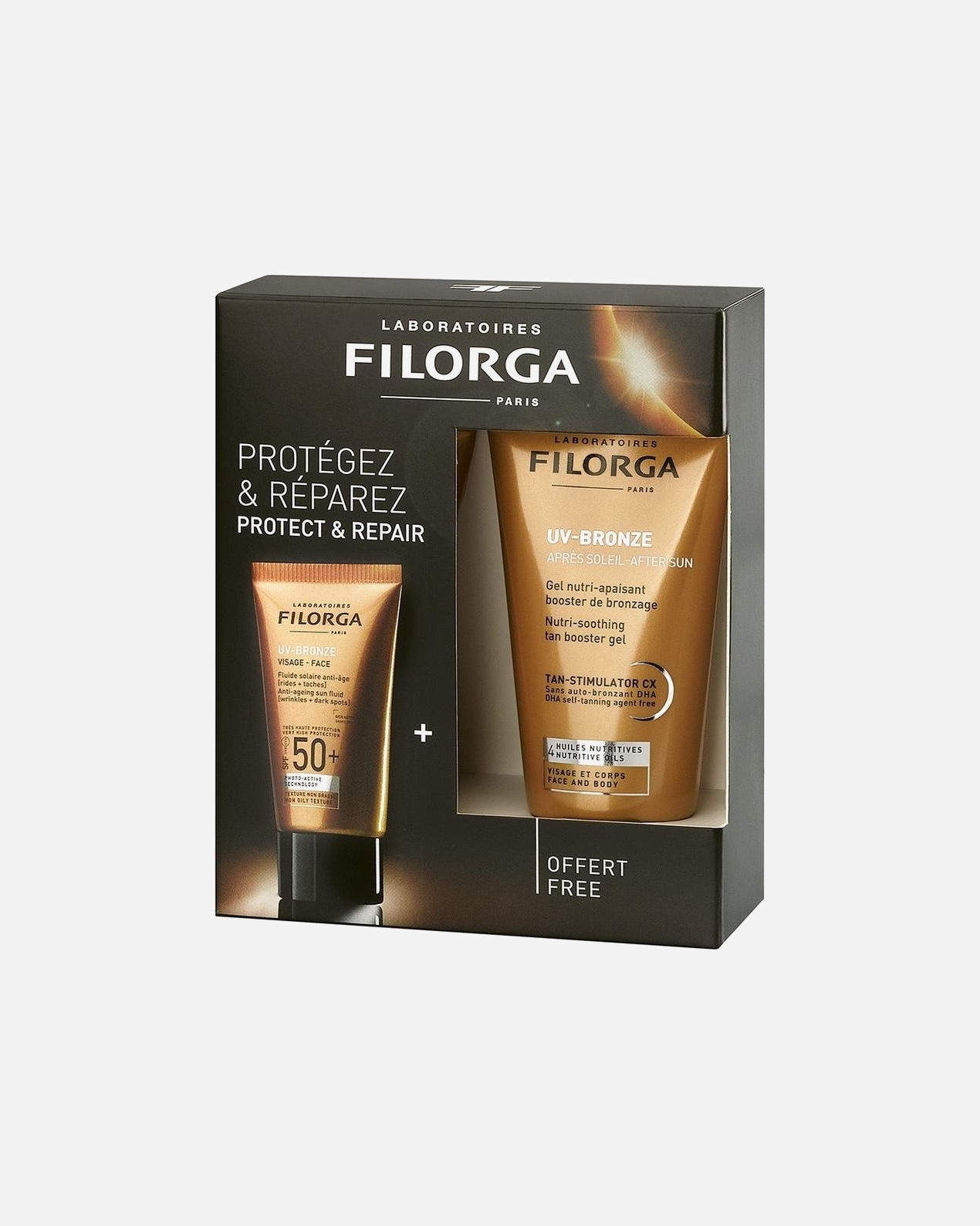 Krem do opalania dla Kobieta Filorga Gift set UV-Bronze Face SPF50+ 40 ml + UV-Bronze After Sun 50 ml 1 Stk.