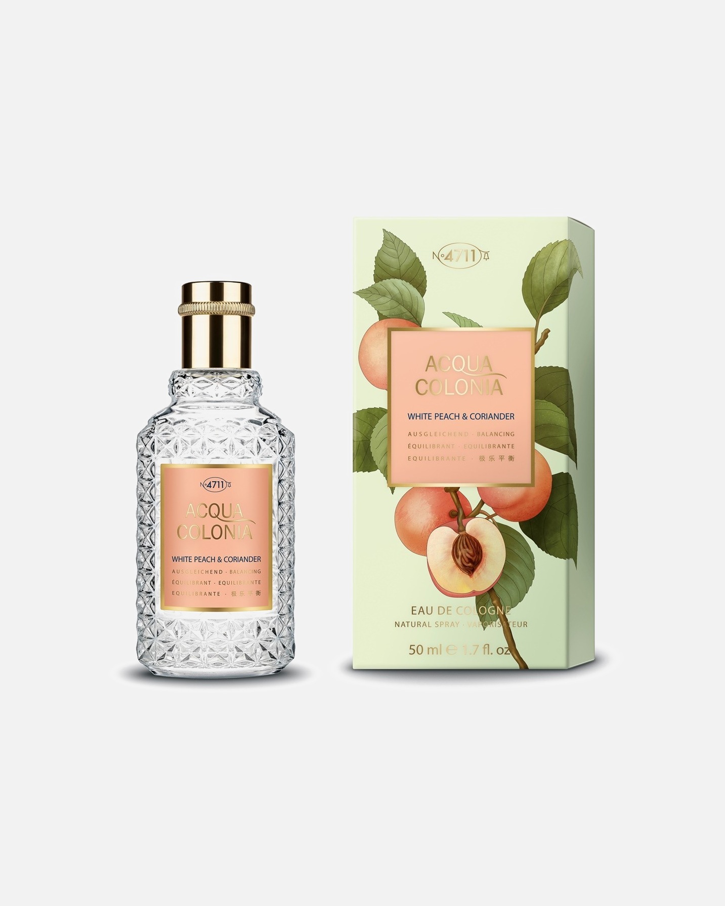 Woda kolońska dla Unisex 4711 Acqua Colonia Biała brzoskwinia i kolendra Eau de Cologne Splash & Spray 50 ml