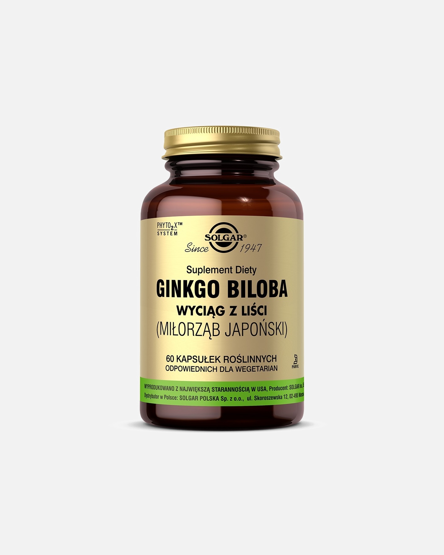 Suplement diety dla Unisex Solgar Ginkgo Biloba (Miłorząb japoński) 60 kapsułek