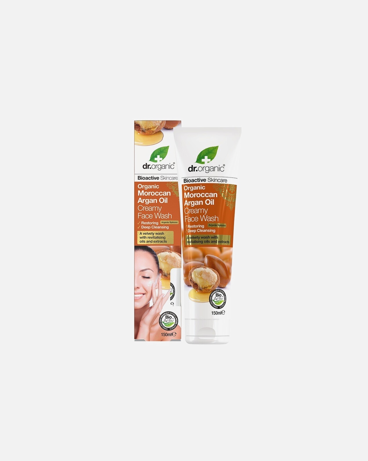 Zestaw do oczyszczania twarzy dla Unisex Dr. Organic Moroccan Argan Oil Mycie twarzy 150 ml