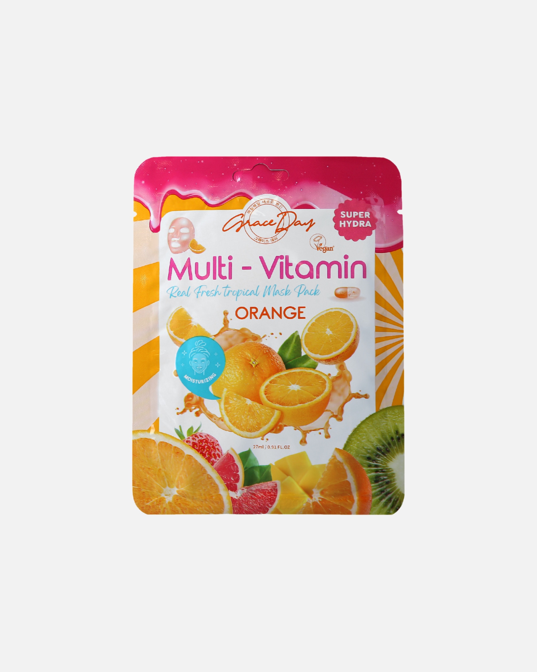 Maska w płachcie dla Unisex Grace Day Default Brand Line MULTI-VITAMIN Orange Mask Pack 27 ml