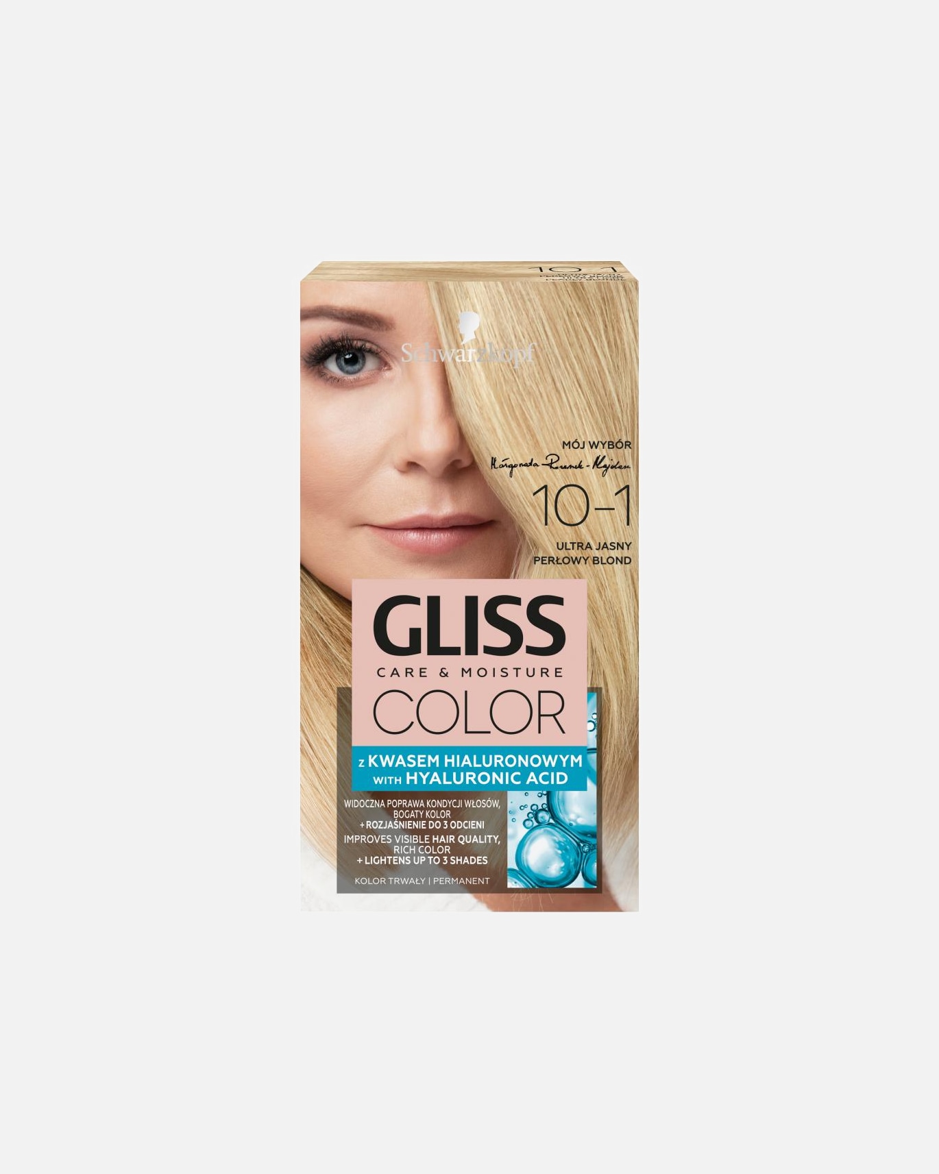 Farba do włosów dla Unisex GLISS KUR Schwarzkopf Gliss Color Farba do włosów z kwasem hialuronowym 10-1 Ultra Jasny Perłowy Blond 142 ml