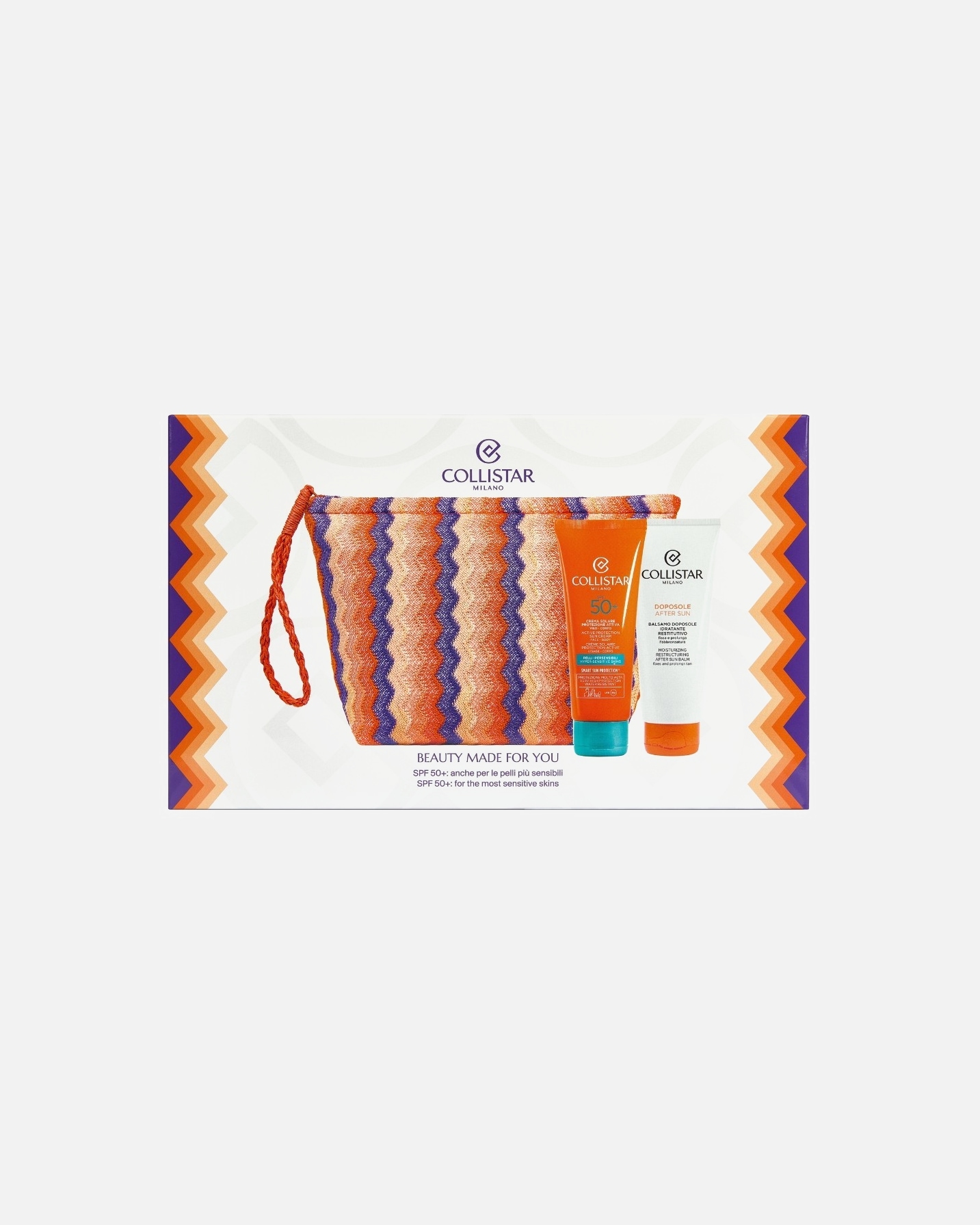 Zestaw do opalania dla Kobieta Collistar ZESTAW AKTYWNY KREM DO OPALANIA TWARZ/CIAŁO SPF 50+ + NAWILŻAJĄCY BALSAM PO OPALANIU + KOSMETYCZKA 1 szt.