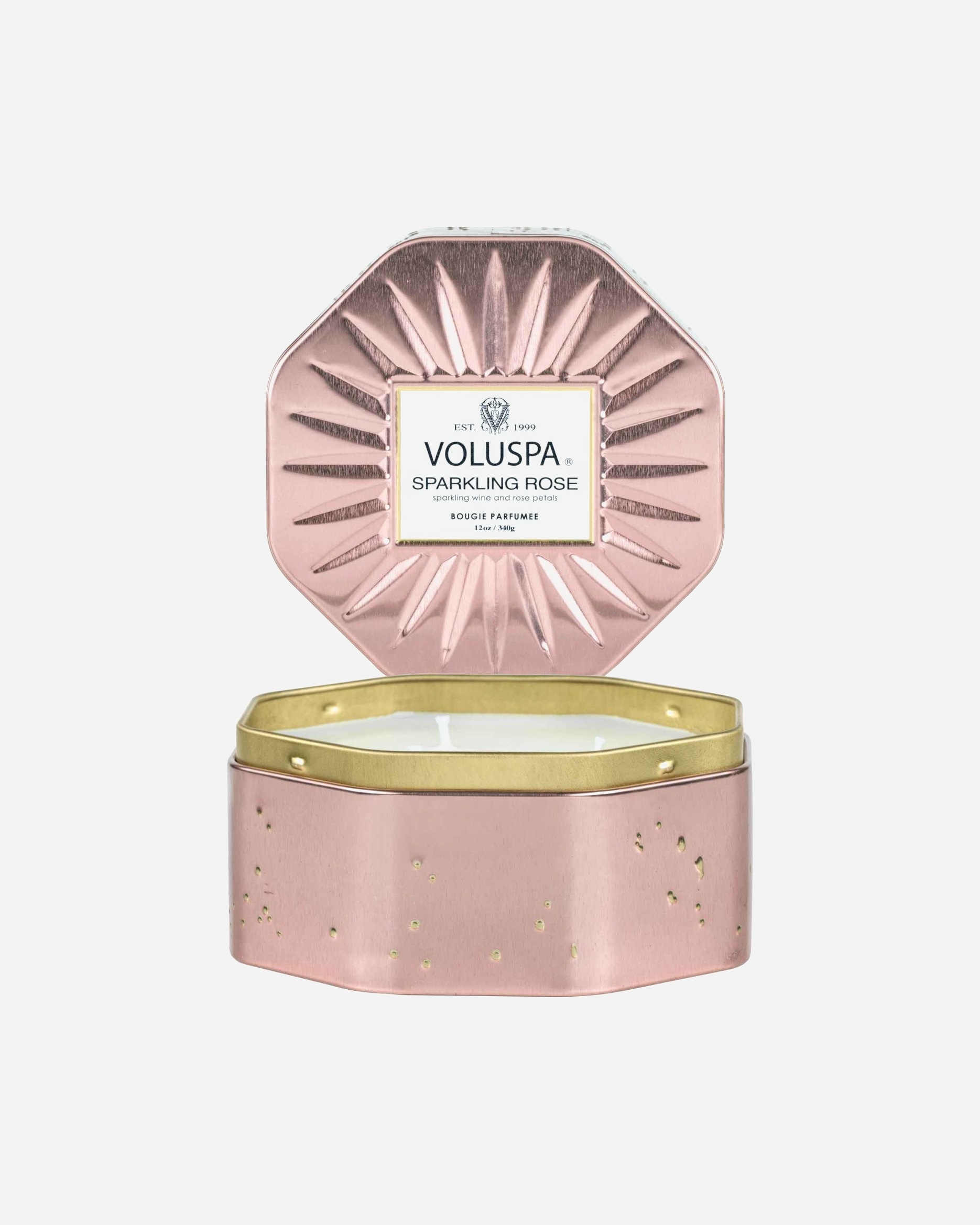 Zapach do pomieszczeń dla Unisex VOLUSPA Vermeil Octagon Tin Sparkling Rose