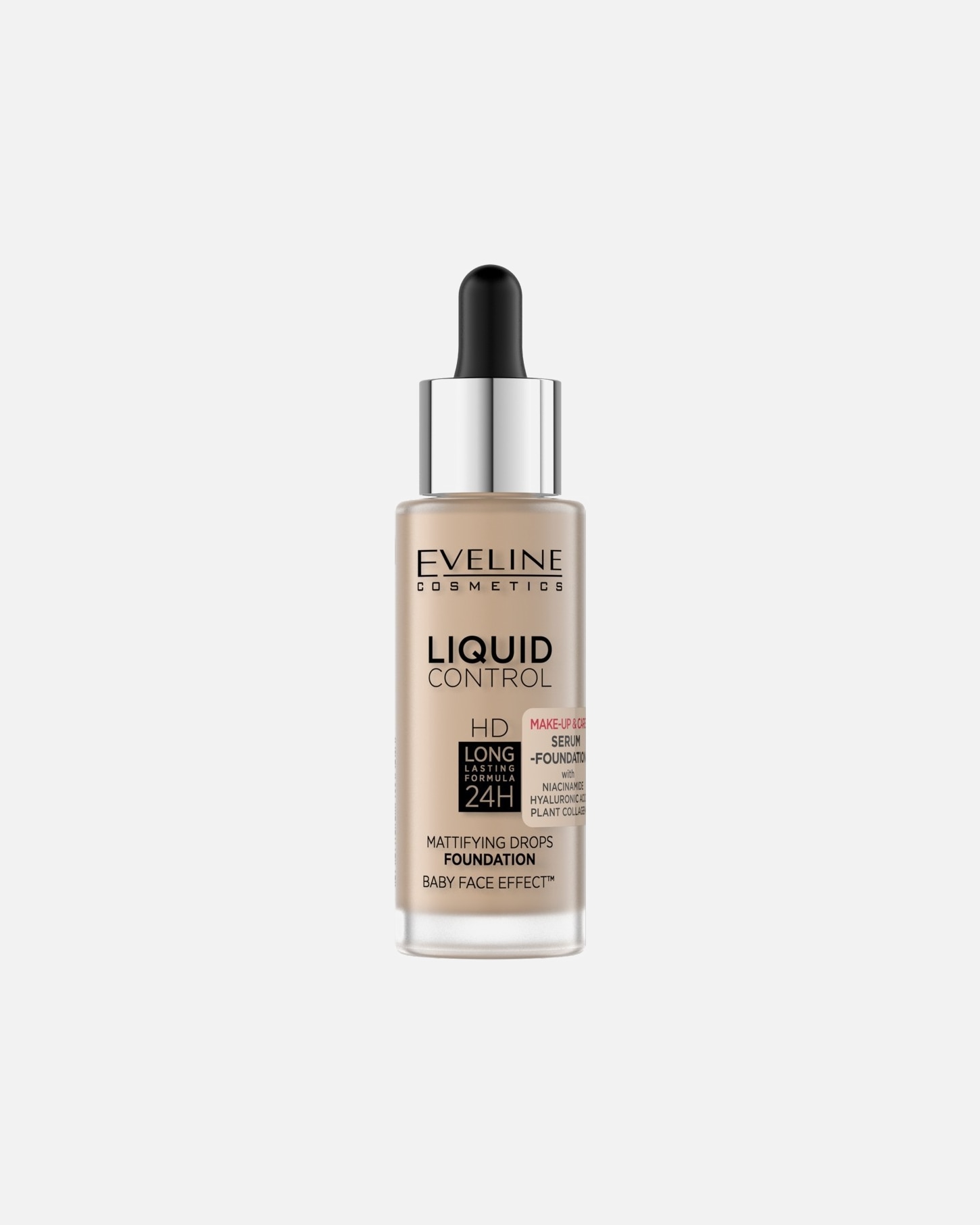 Podkład dla Unisex Eveline Cosmetics Liquid Control HD Matujący podkład do twarzy z niacynamidem, 060 Sunny Beige 035