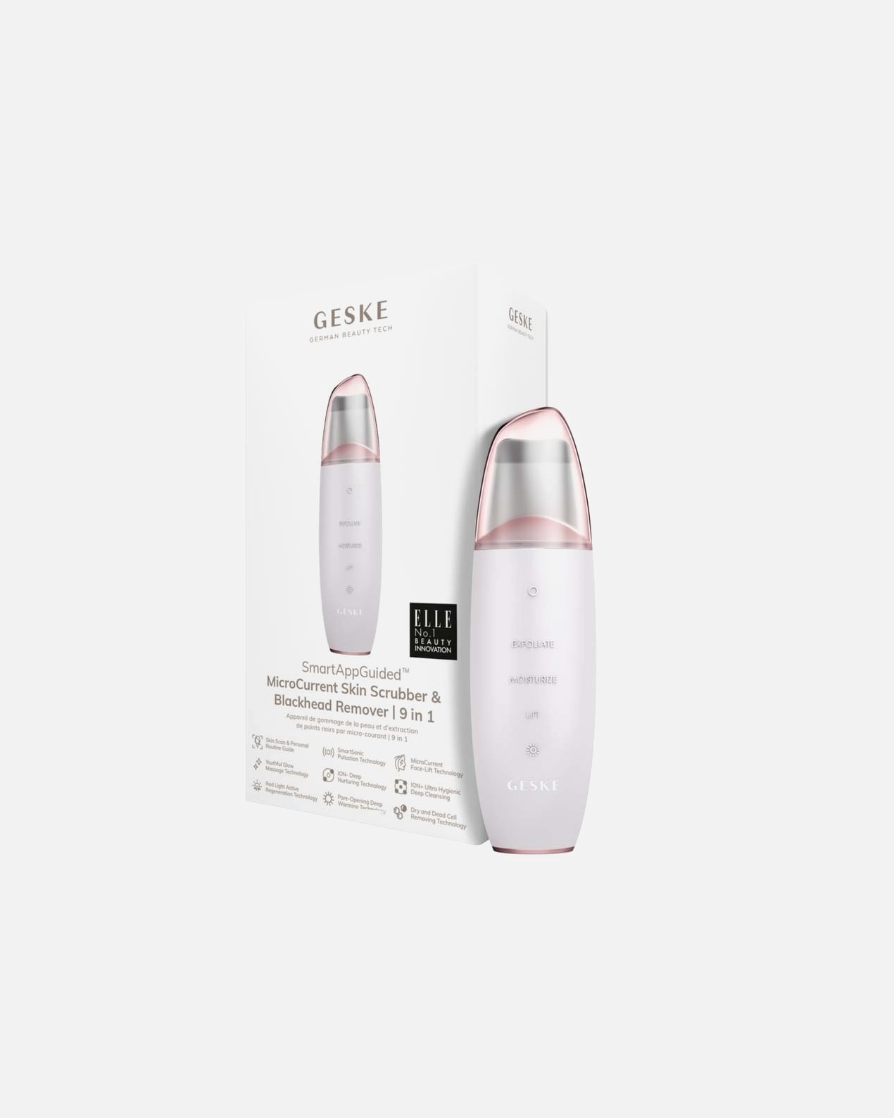 Elektryczne urządzenie do masażu twarzy dla Unisex Geske SmartAppGuided™ MicroCurrent Skin Scrubber & Blackhead Remover 9 in 1 1 szt.