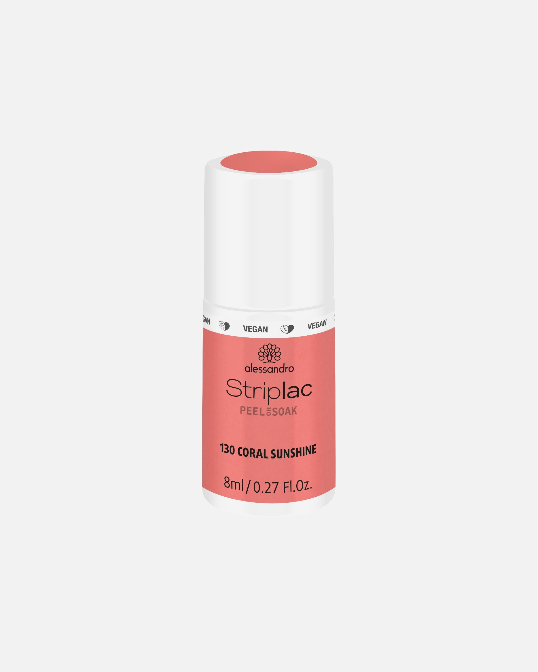 Lakier UV do paznokci dla Unisex Alessandro Striplac STRIPLAC PEEL OR SOAK - VEGE 130 - CORAL SUNSHINE