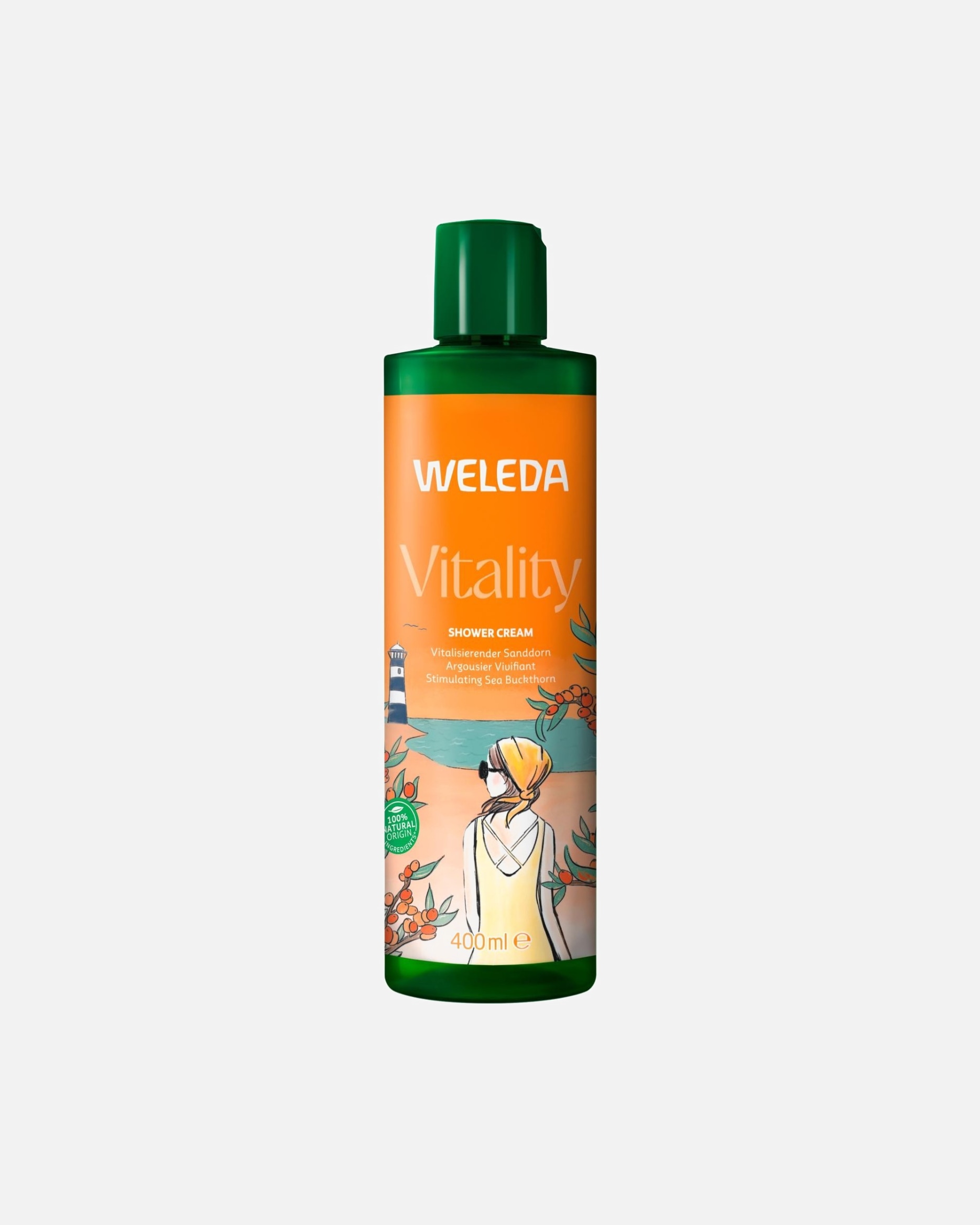 Żel pod prysznic dla Unisex Weleda Sea Buckthorn Vitality, kremowy płyn pod prysznic z rokitnikiem 400 ml