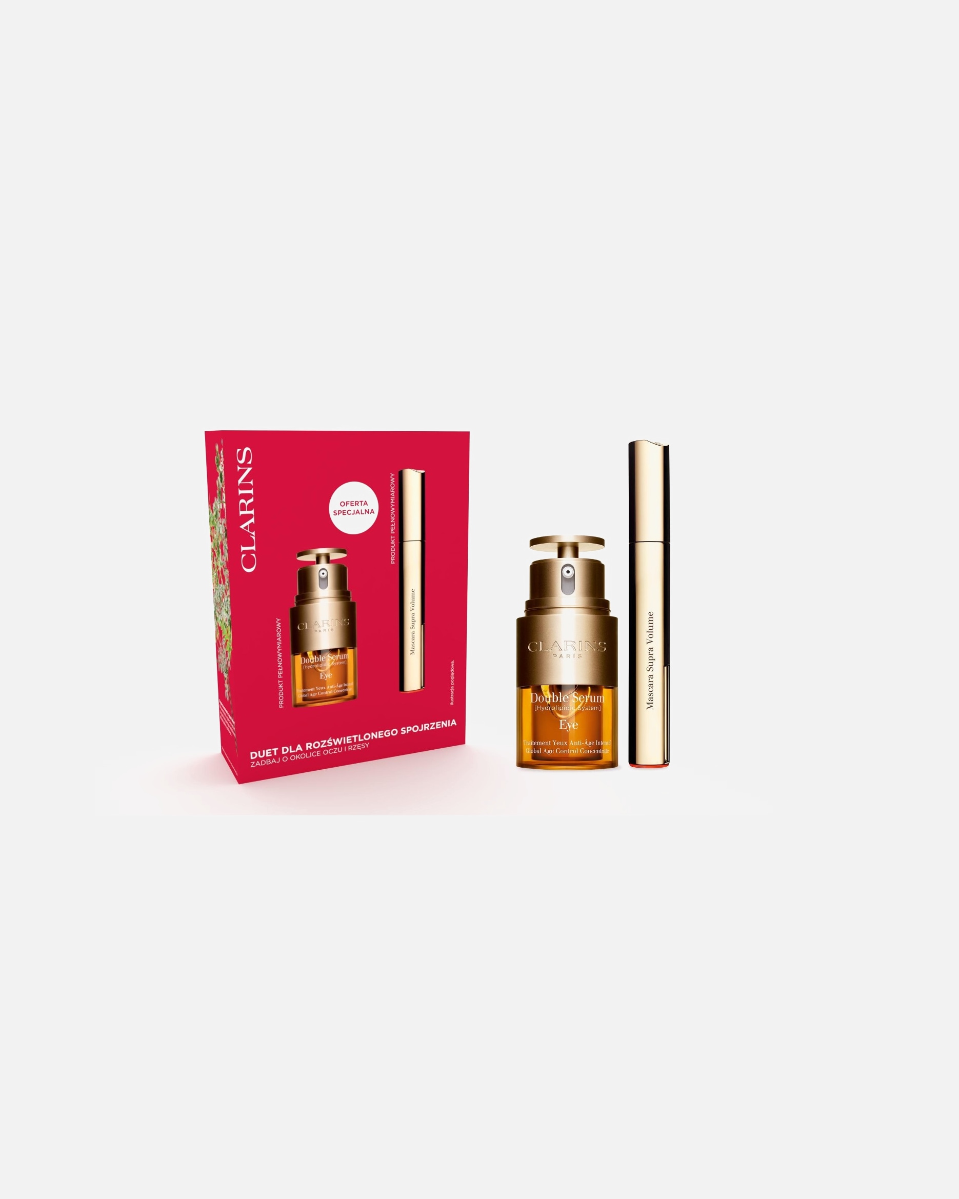 Zestaw do pielęgnacji oczu dla Unisex Clarins Zestaw dla Rozświetlonego Spojrzenia: Double Serum Eye + Supra Volume Mascara 1 szt.