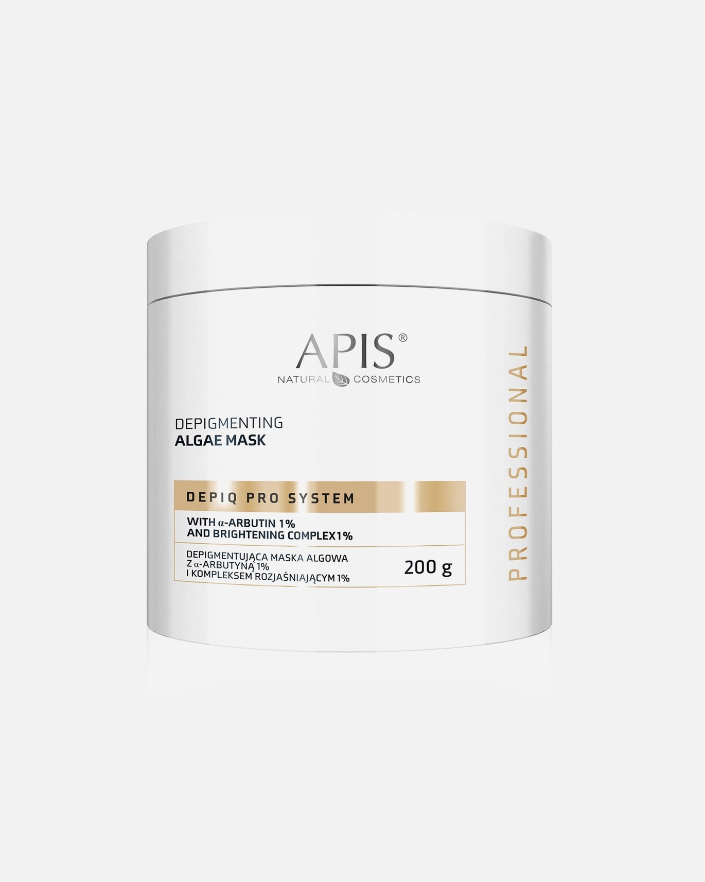 Pielęgnacja przeciw plamom pigmentowym dla Kobieta Apis DEPIQ PRO SYSTEM Depigmentująca maska algowa z α-arbutyną 1% i kompleksem rozjaśniającym 1% 200 g