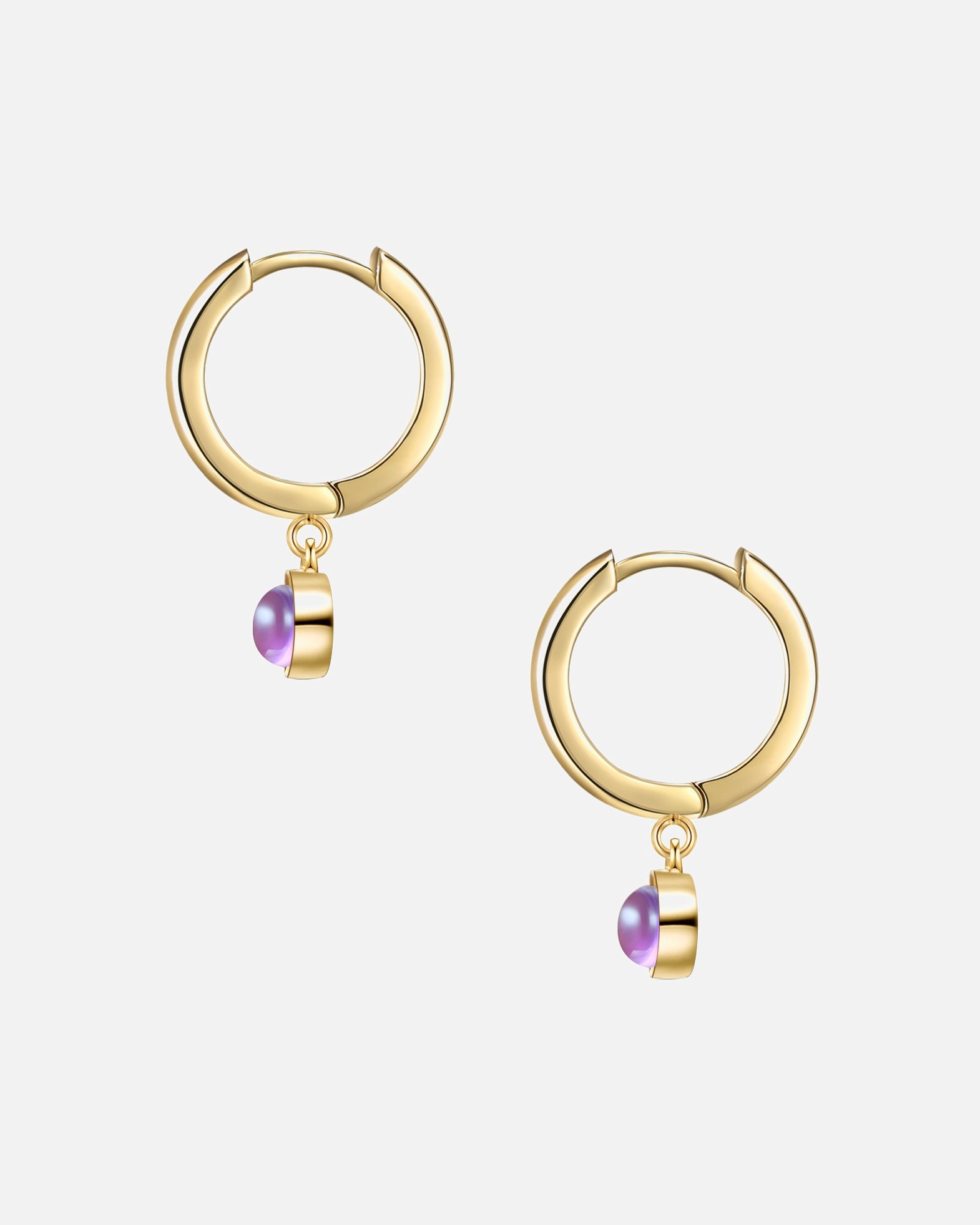 Kolczyki dla Kobieta Glanzstücke München Srebrne kolczyki kreole srebro wysokiej próby Ametyst żółte złoto 16,6 mm