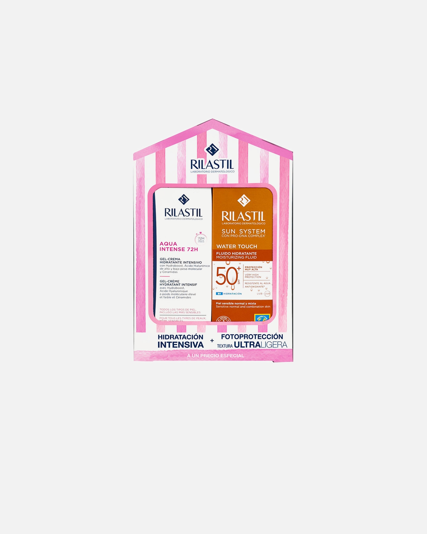 Zestaw do pielęgnacji twarzy dla Unisex Rilastil AQUA INTENSE 72H + KREM PRZECIWSŁONECZNY SPF50 1 sztuka