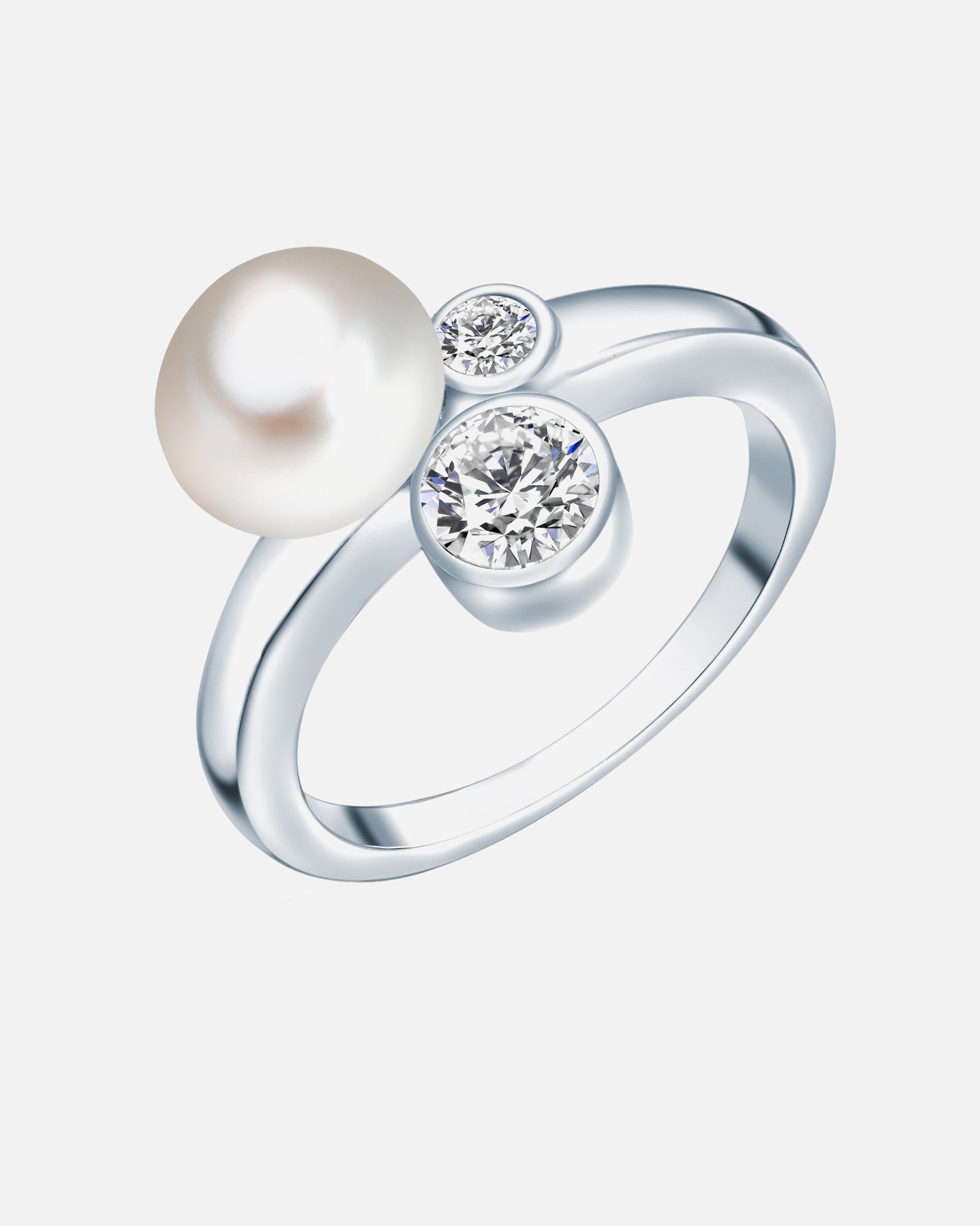Pierścionek dla Kobieta Valero Pearls Pierścionek z perłą srebro wysokiej próby Cyrkonia Perła hodowlana słodkowodna srebrny 52