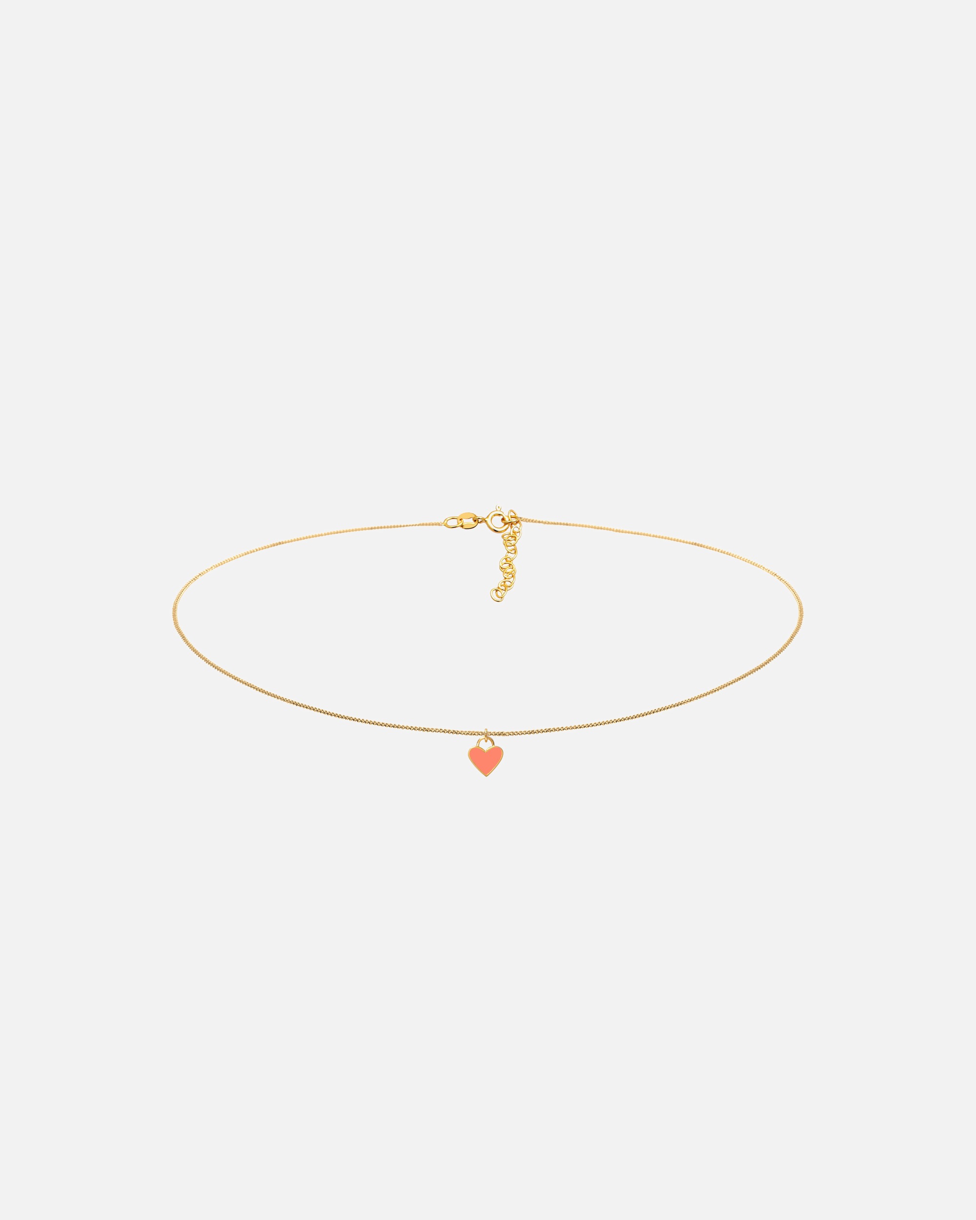 Naszyjnik dla Kobieta Elli Damski Choker serce wisiorek Trend Bloger z Emalią w srebrze próby 925 Sterling Silver Pomarańczowy