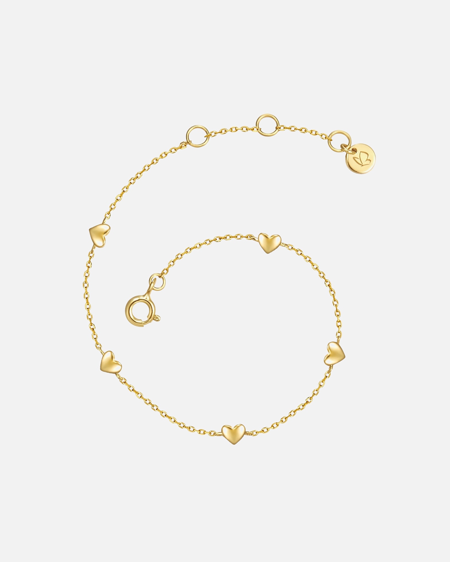 Bransoletka dla Kobieta Bransoletka Serce z Srebro wysokiej próby w Żółte złoto 15,0 cm Basislänge + 3,0 cm Verlängerung