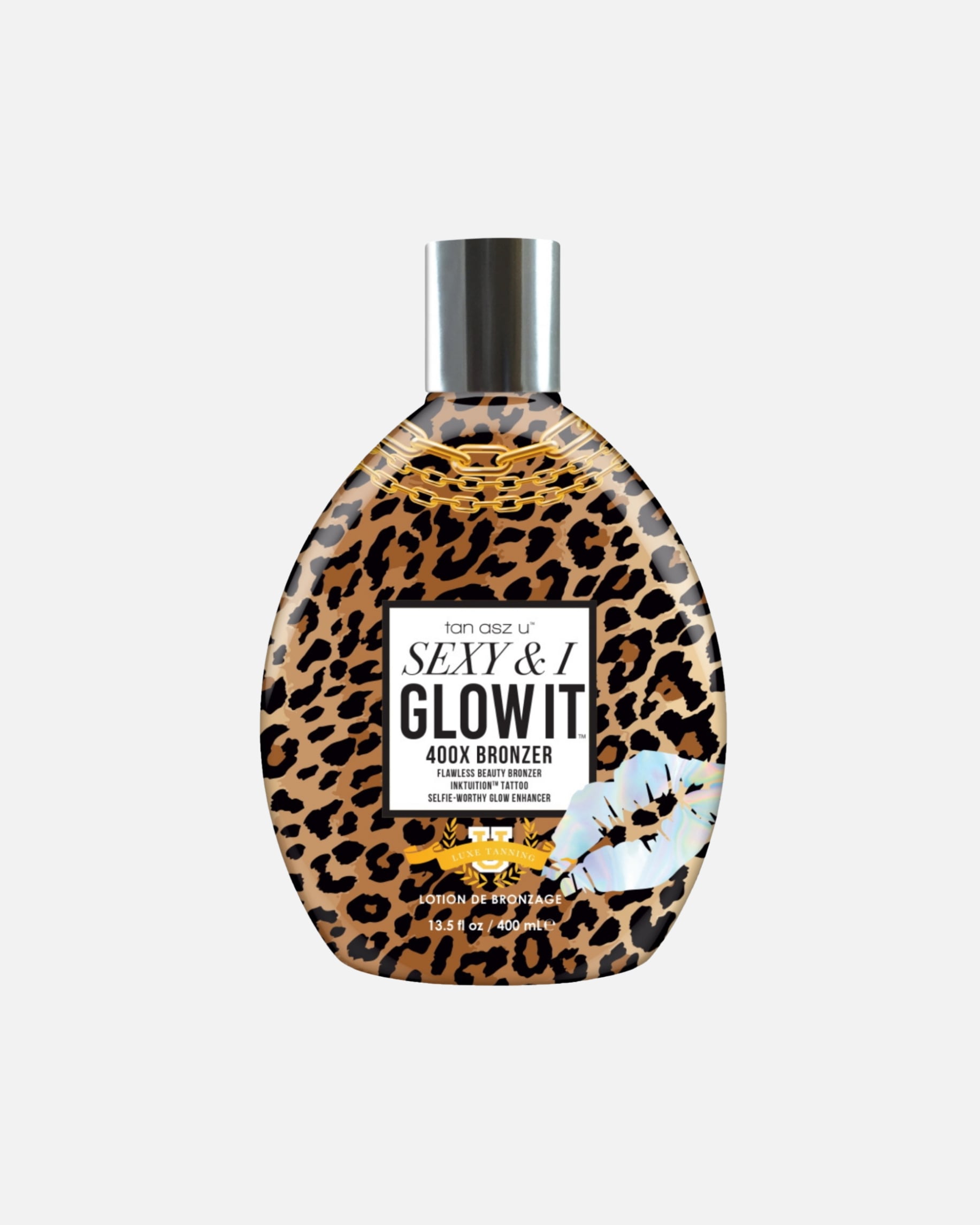 Samoopalacz dla Unisex Tan Asz U Default Brand Line Sexy & I Glow It rozświetlający bronzer do opalania z technologią podkreślającą blask i tatuaże 400 ml