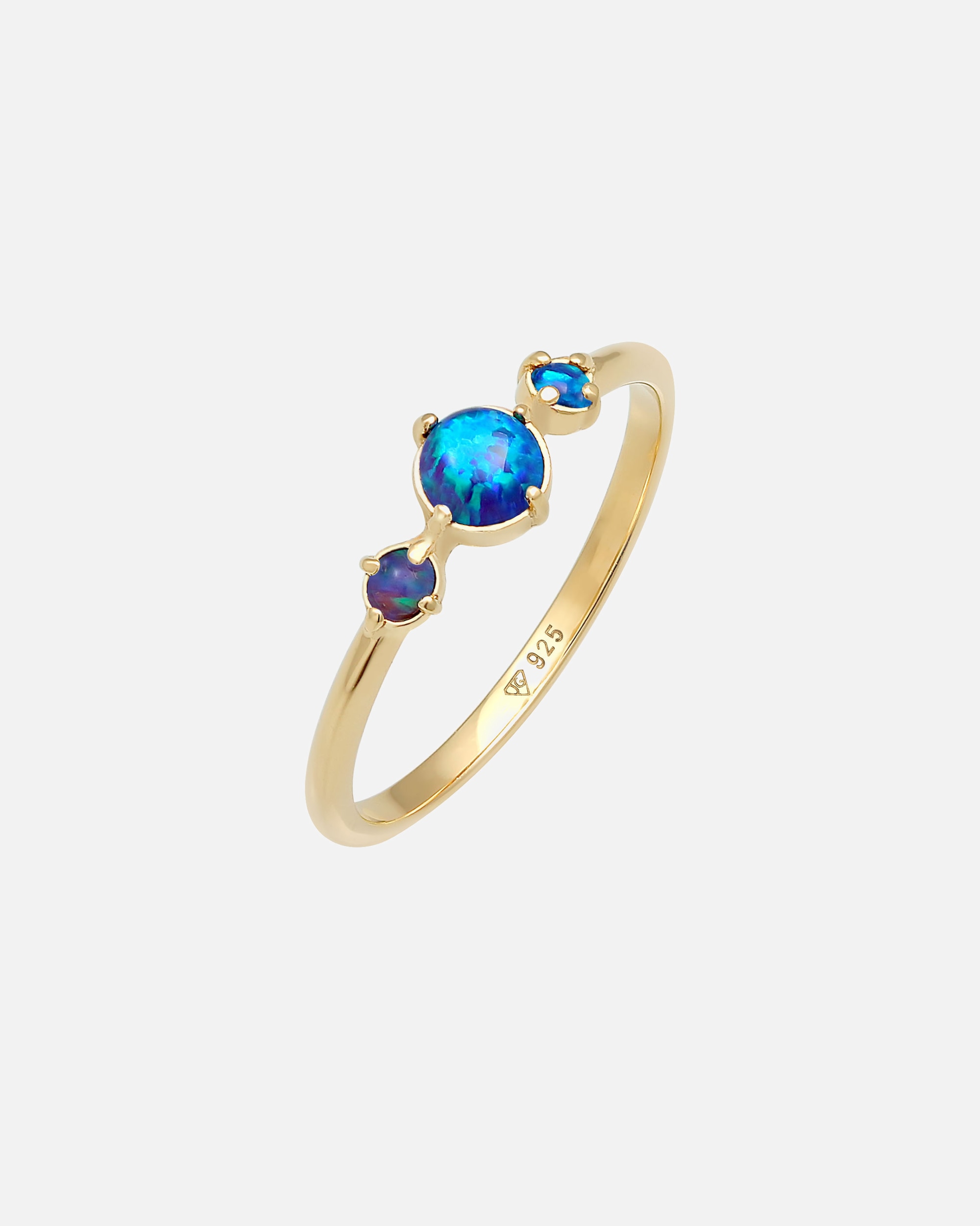 Pierścionek dla Kobieta Elli Damska obrączka Geo Vintage Trend z syntetycznym opalem w srebrze próby 925 Sterling Silver 56