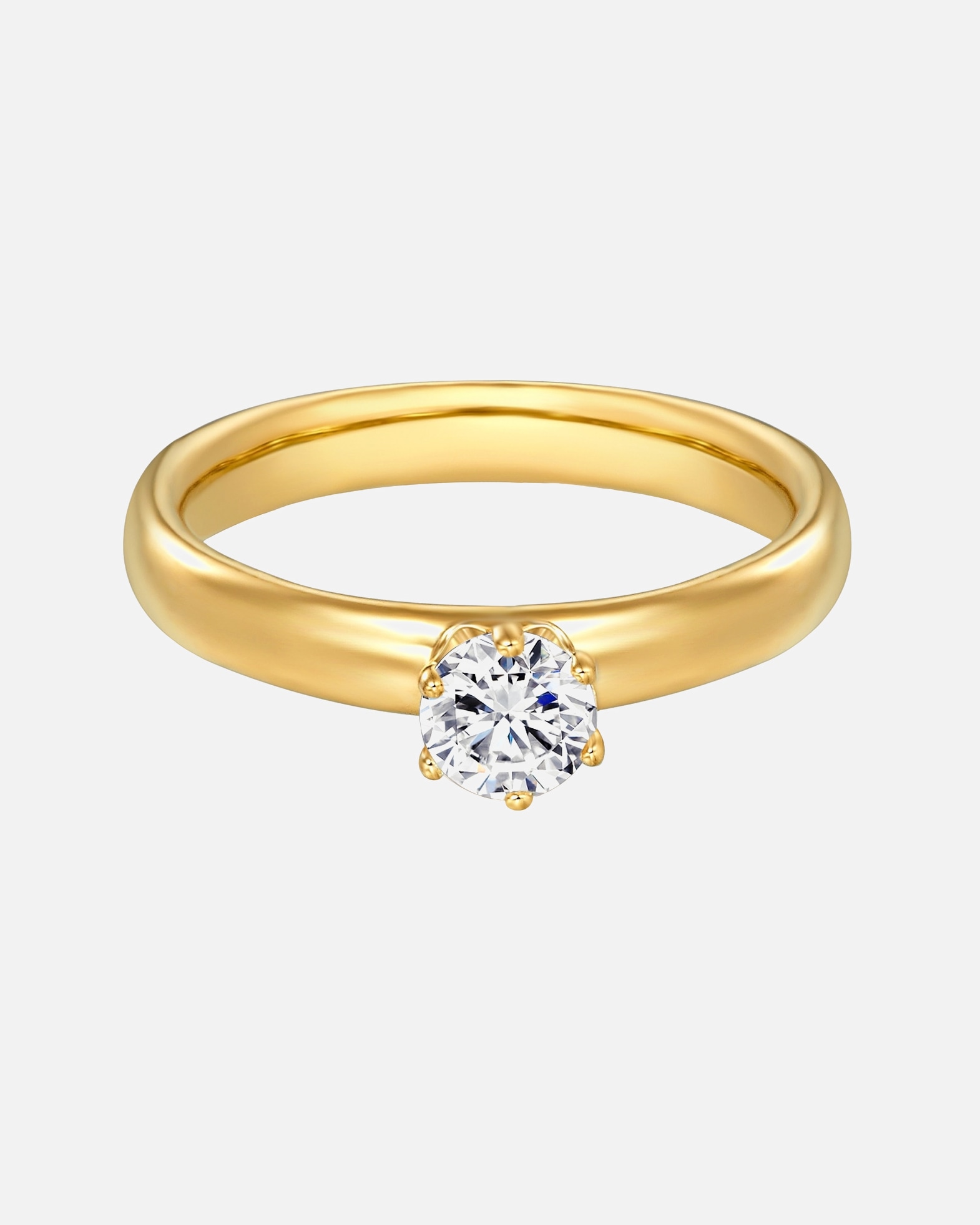 Pierścionek dla Kobieta Trilani Srebrny pierścionek srebro wysokiej próby Cyrkonia żółte złoto 52