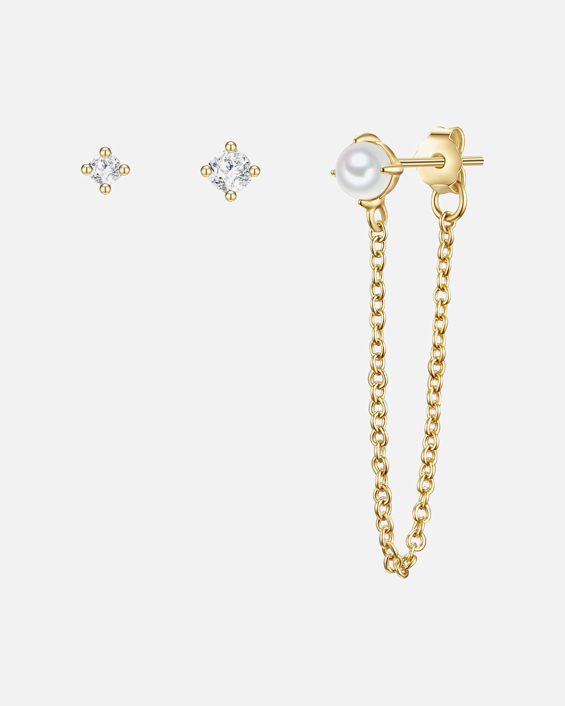 Kolczyki dla Kobieta Glanzstücke München Srebrne kolczyki sztyfty srebro wysokiej próby Cyrkonia Perła hodowlana słodkowodna różowe złoto 30,1 mm